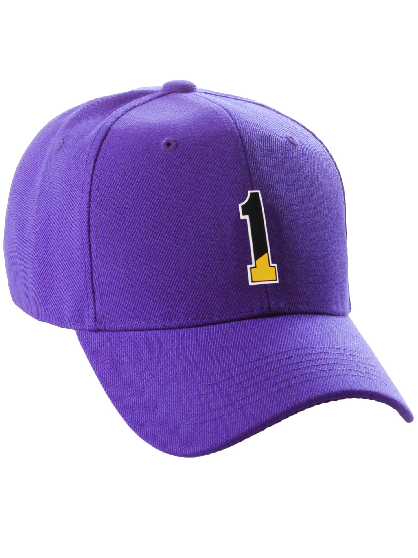 Daxton Two Tone Initial Numbers Letters Structured Baseball Purple Hat