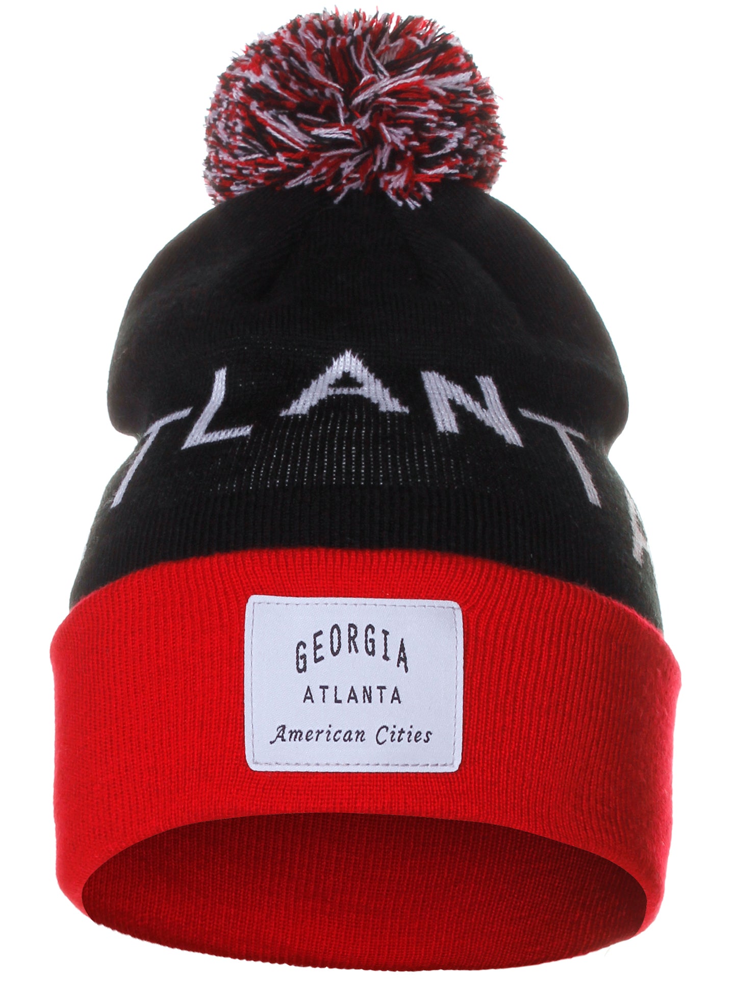 American Cities Atlanta Georgia Arch Letters Pom Pom Knit Hat Cap Beanie