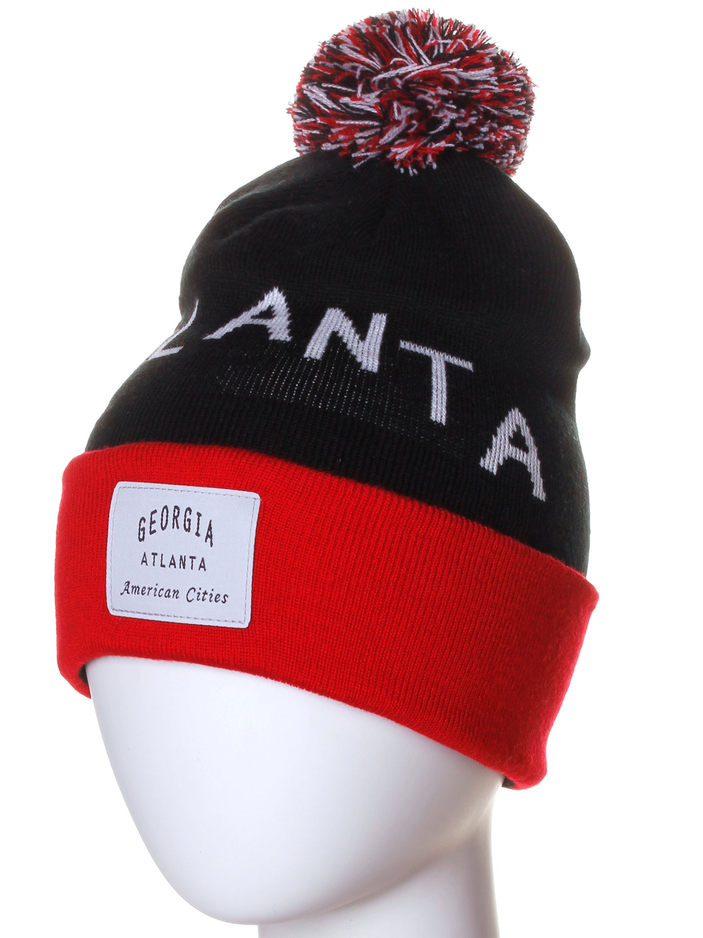 American Cities Atlanta Georgia Arch Letters Pom Pom Knit Hat Cap Beanie