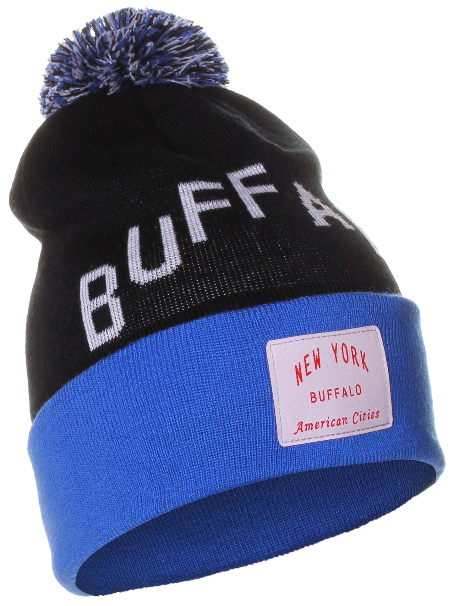 American Cities Buffalo New York Arch Letters Pom Pom Knit Hat Cap Beanie