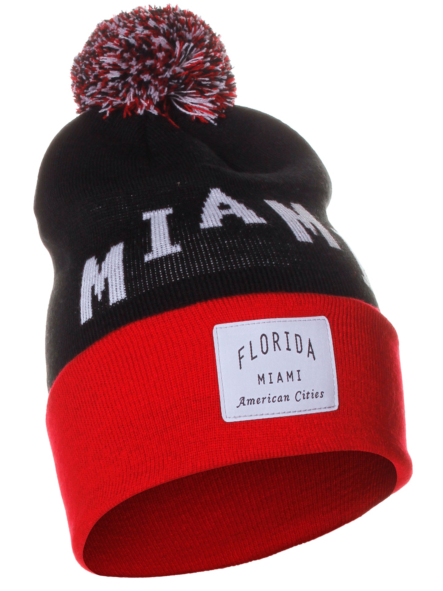 American Cities Miami Florida Arch Letters Pom Pom Knit Hat Cap Beanie