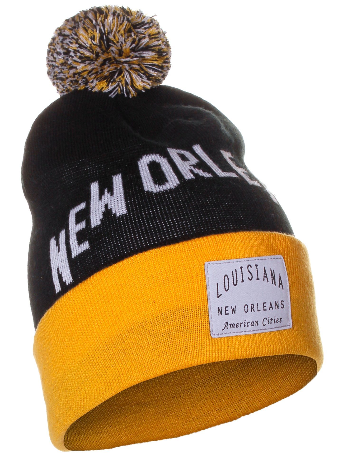 American Cities New Orleans Louisiana Arch Letters Pom Pom Knit Hat Cap Beanie