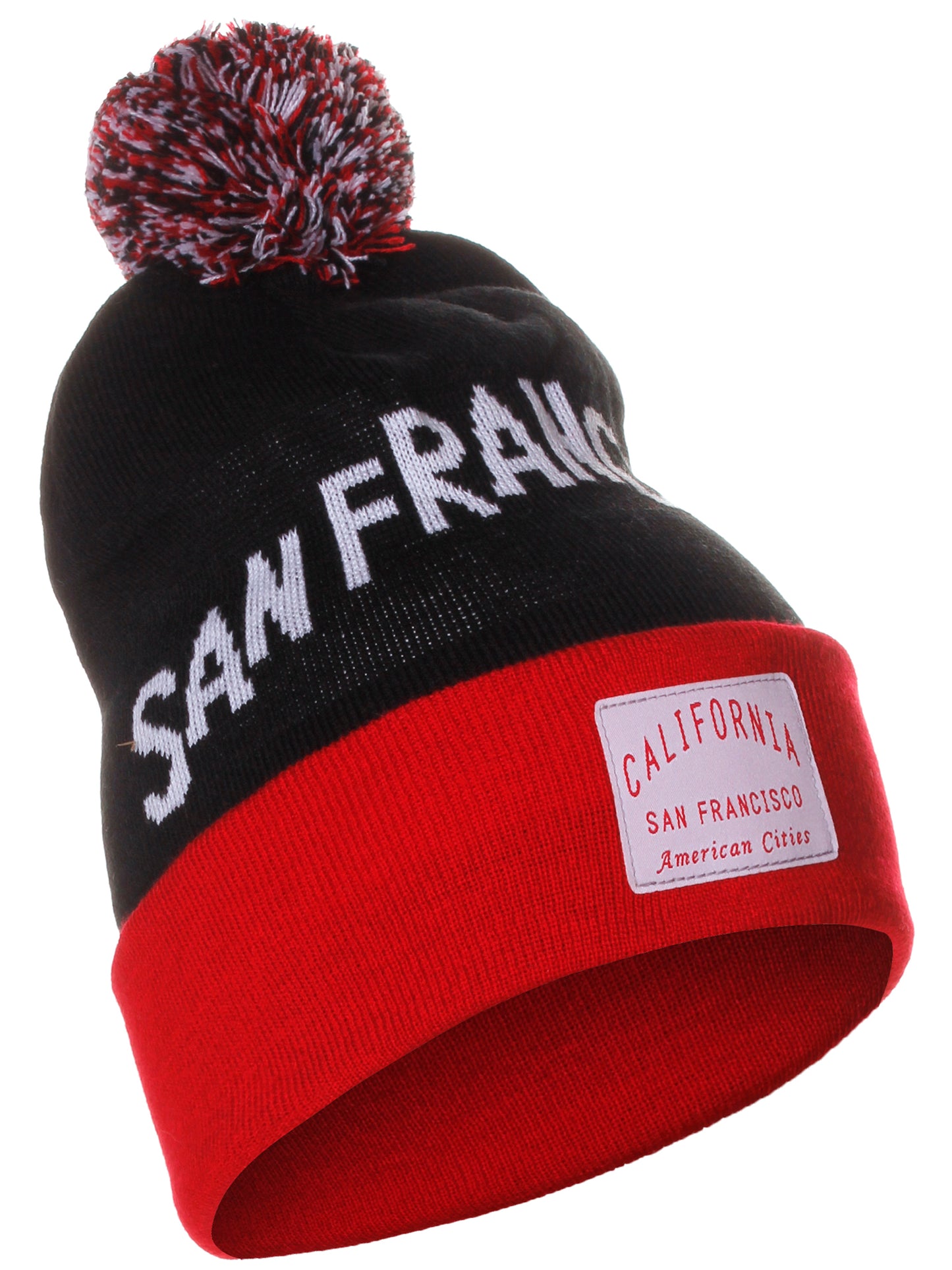 American Cities San Francisco Arch Letters Pom Pom Knit Hat Cap Beanie