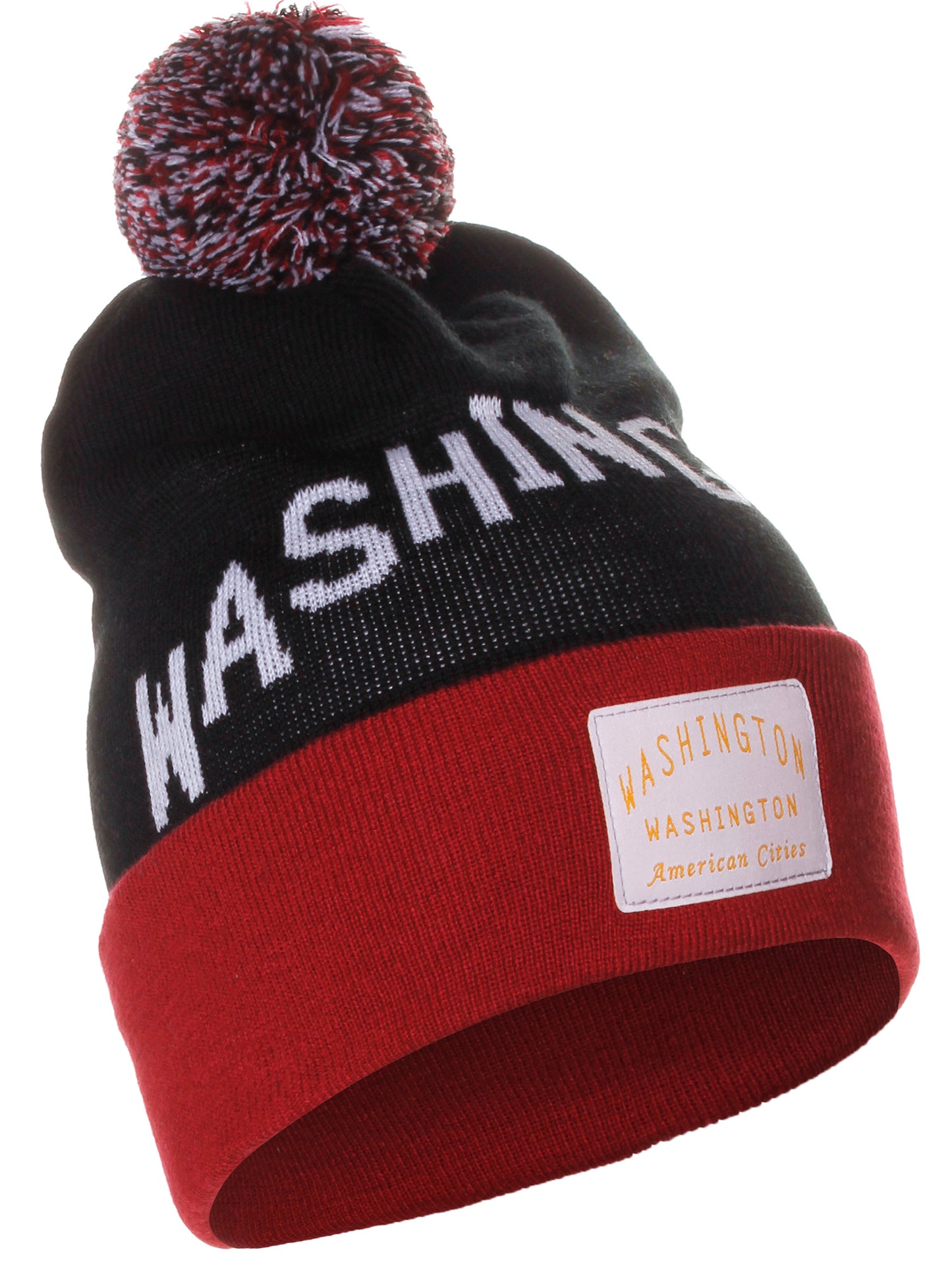 American Cities Washington DC Arch Letters Pom Pom Knit Hat Cap Beanie