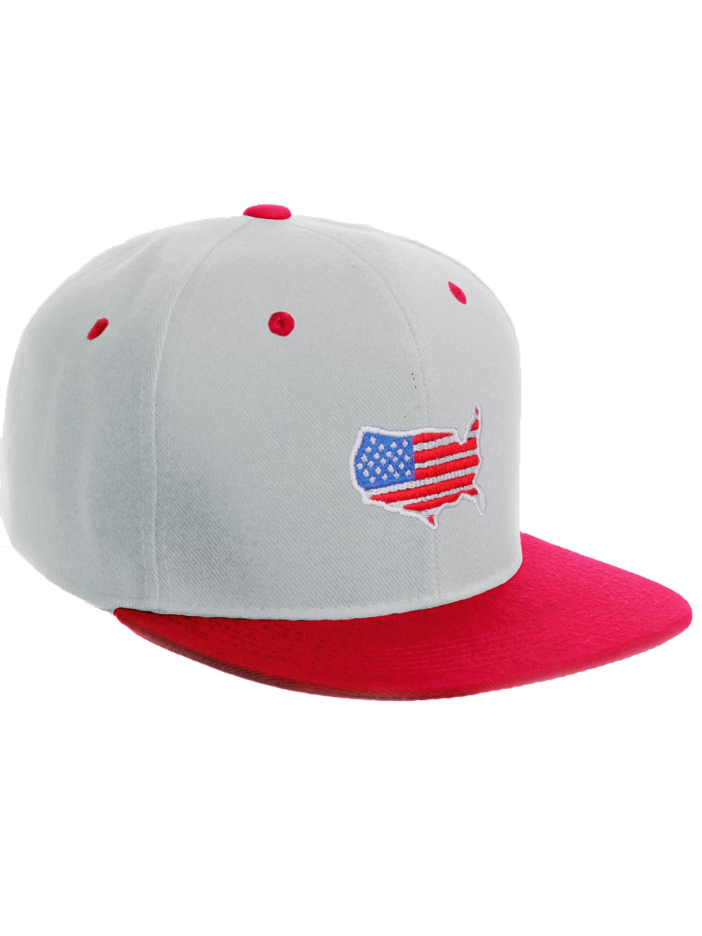 Daxton Embroidered USA Flag Snapback Flat Bill Hat Cap Adjustable Back