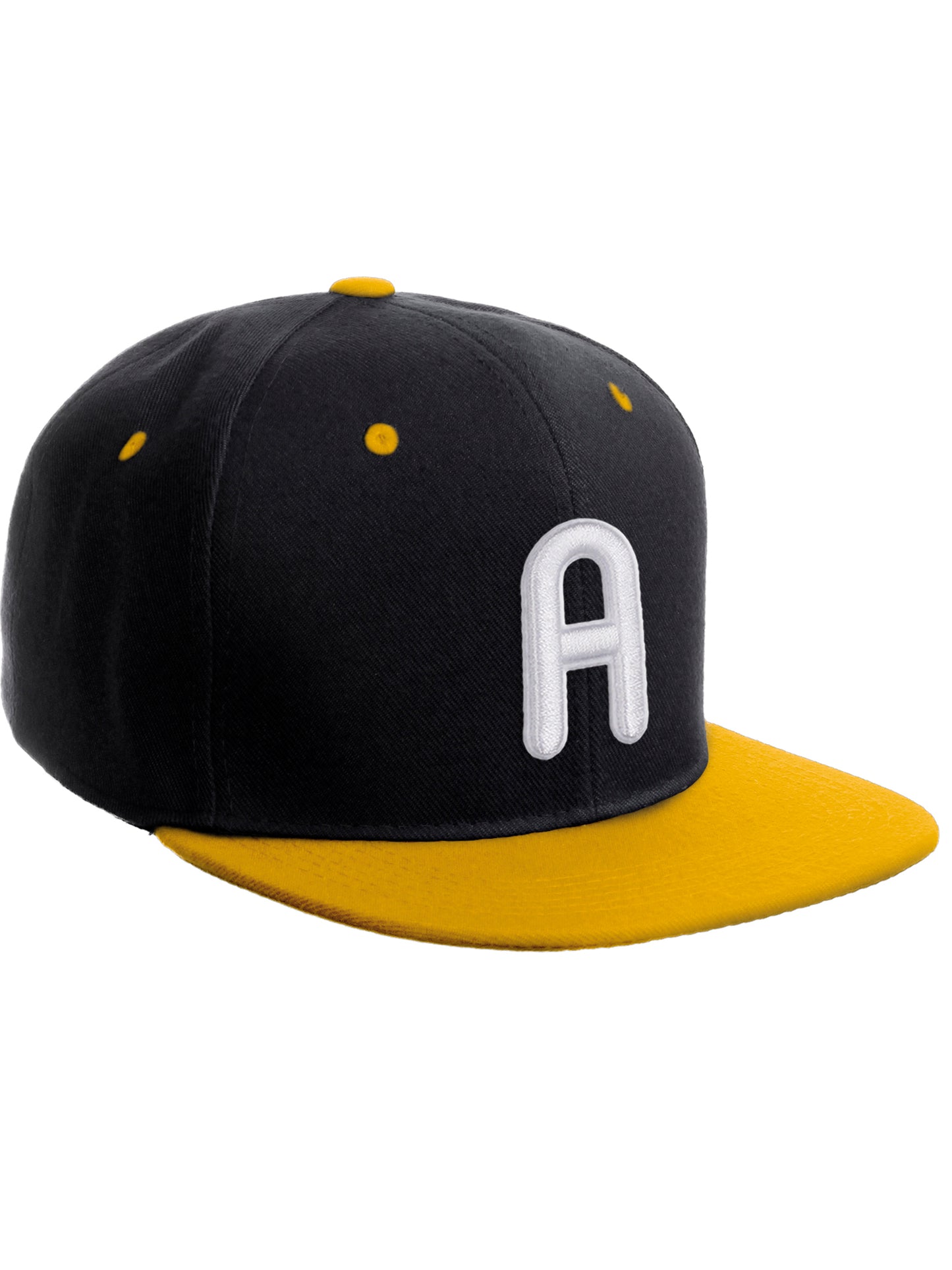 Daxton Classic Snapback 3D Alphabet A to Z Numbers Embroidered Initials Letters Flat Bill Cap