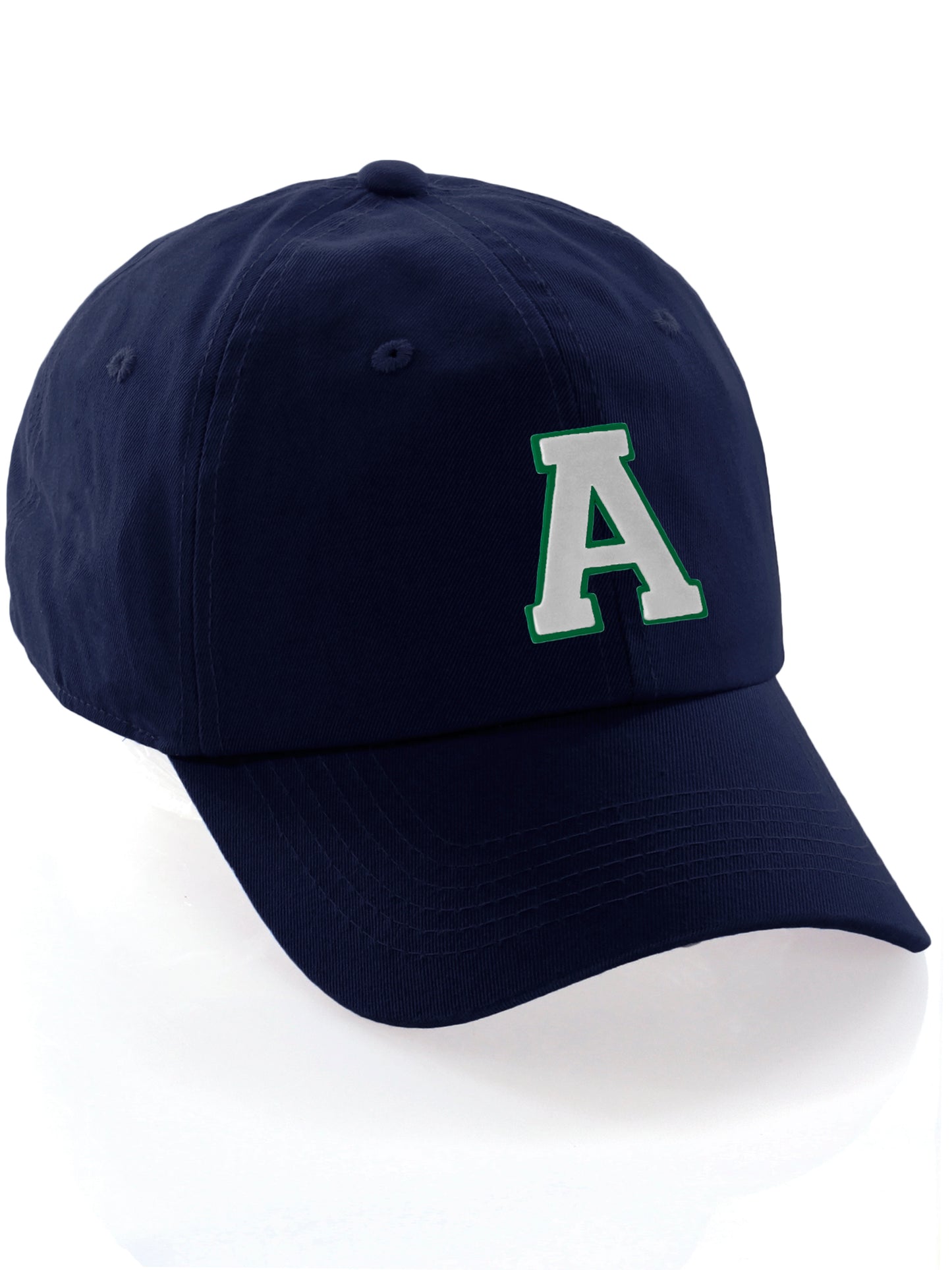 I&W Hatgear Customized Letter Initial Baseball Hat A to Z Team Colors, Navy Csp Green White