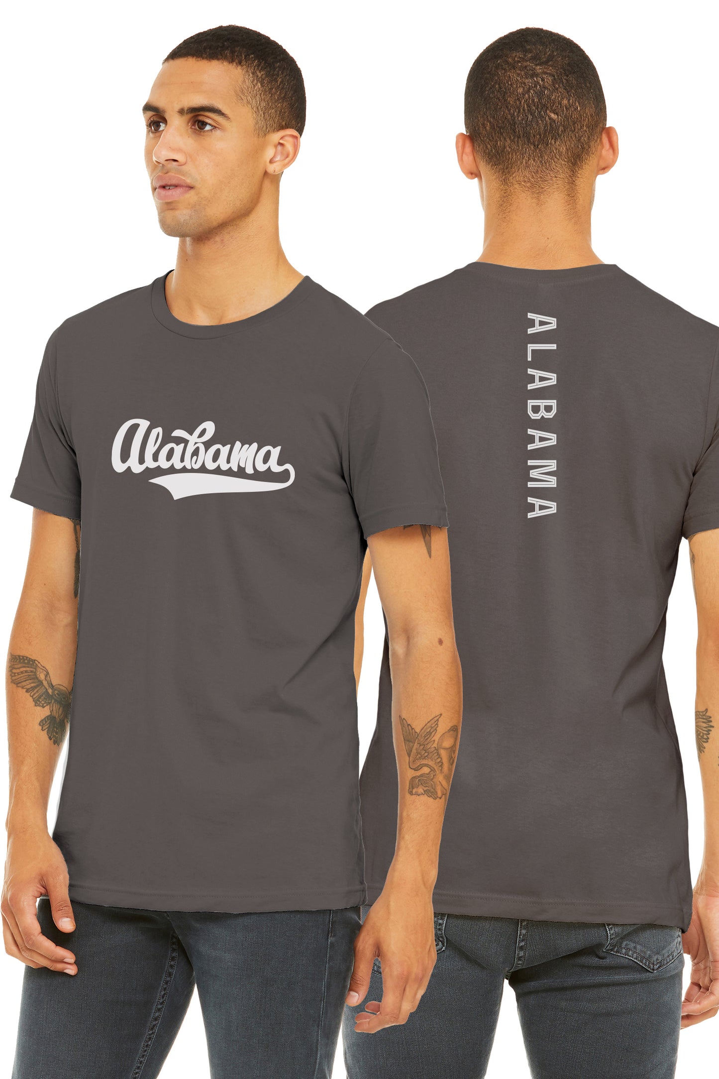 Daxton Adult Unisex Tshirt Alabama Script with Vertical in The Middle Back