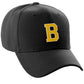 Classic Baseball hat Custom A to Z Initial Team Letter, Black Cap White Gold
