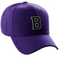 Classic Baseball Hat Custom A to Z Initial Team Letter, Purple Cap White Black