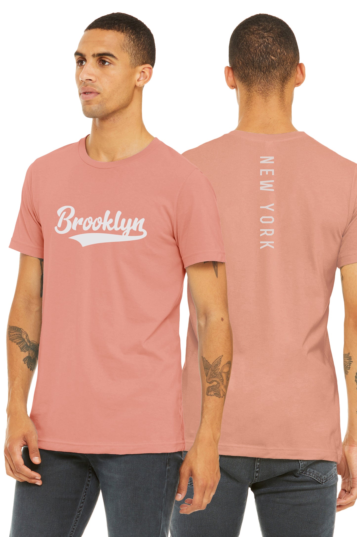 Daxton Adult Unisex Tshirt Brooklyn Script with New York Vertical on the Back