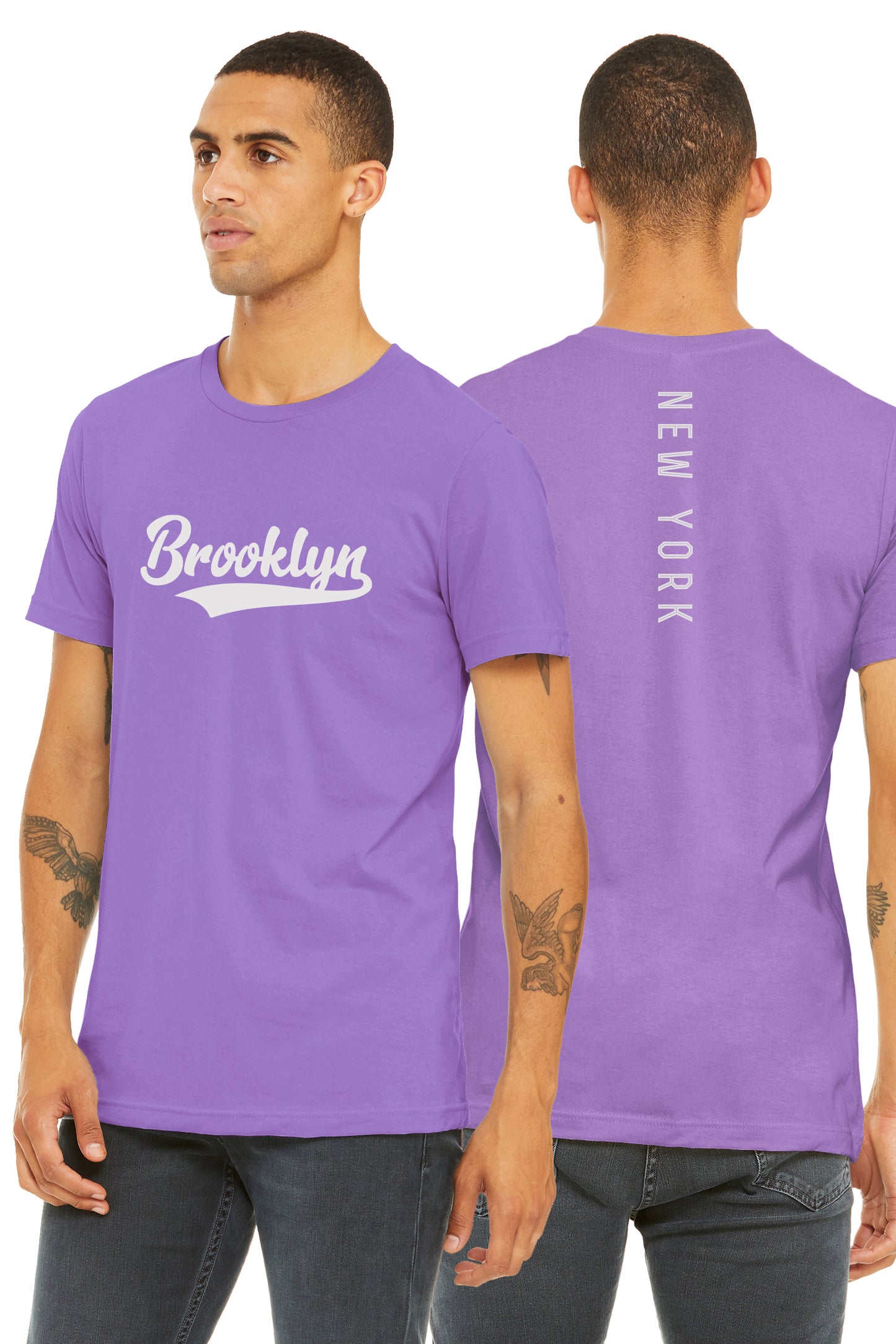 Daxton Adult Unisex Tshirt Brooklyn Script with New York Vertical on the Back