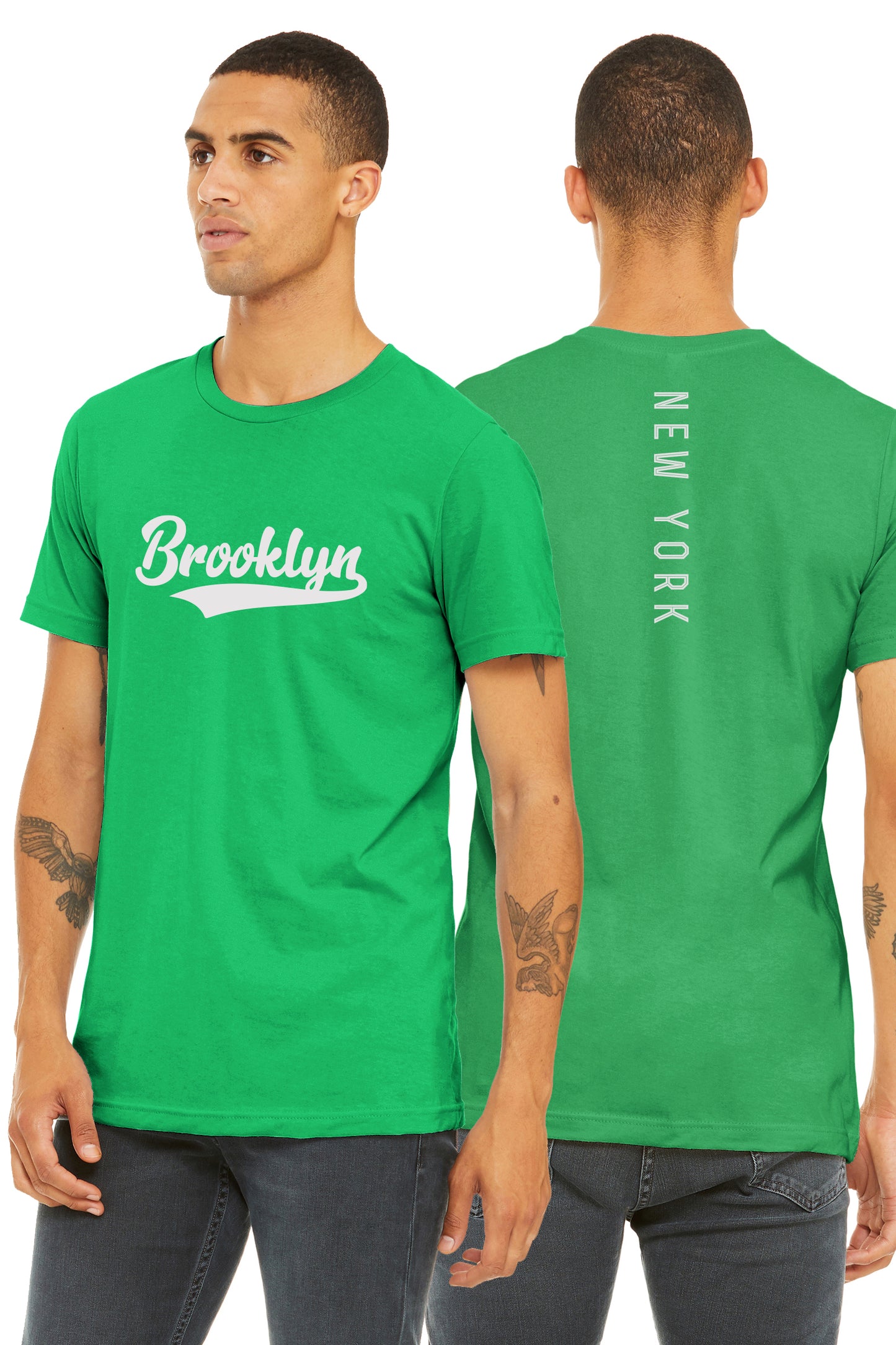 Daxton Adult Unisex Tshirt Brooklyn Script with New York Vertical on the Back