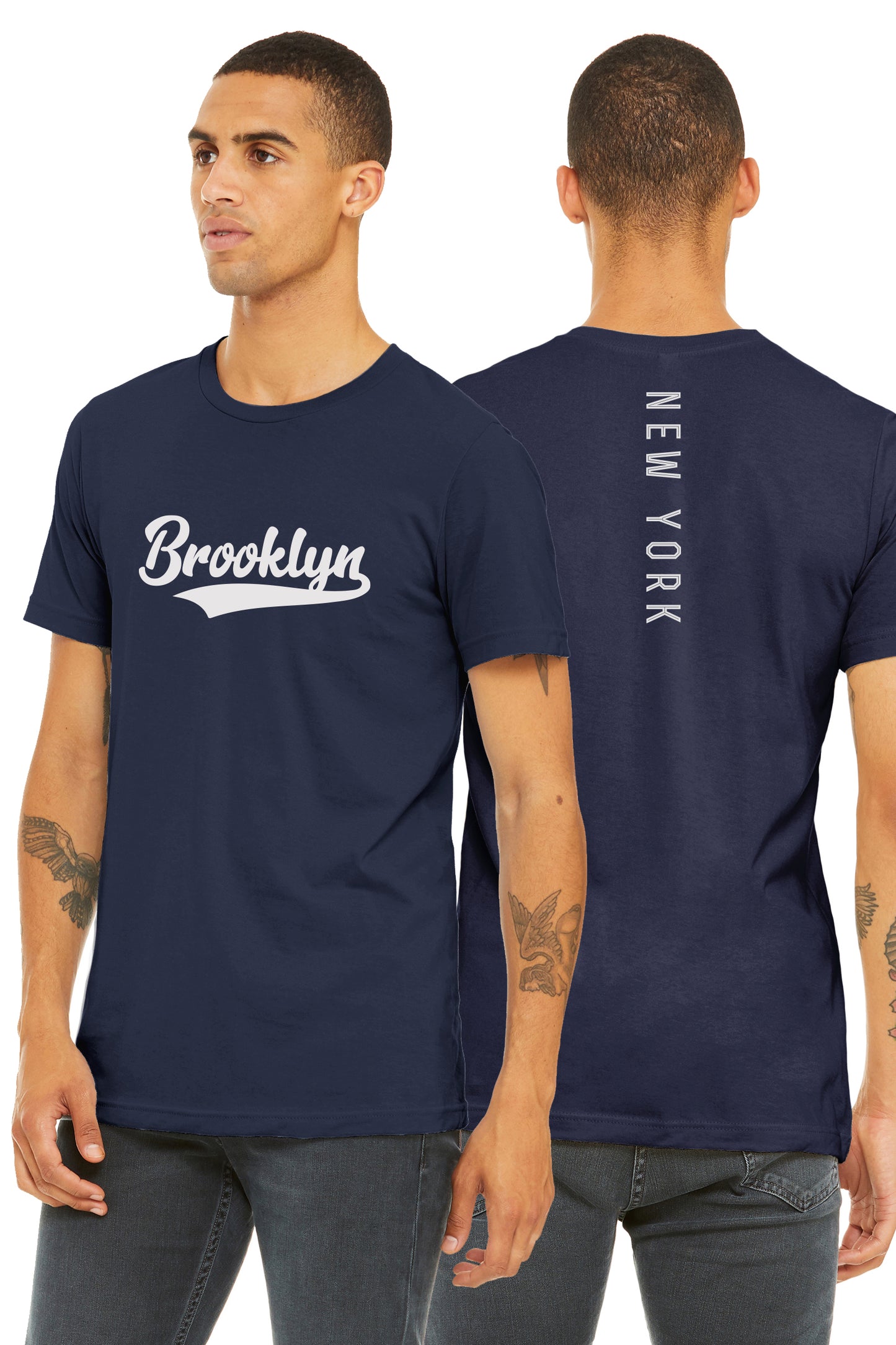 Daxton Adult Unisex Tshirt Brooklyn Script with New York Vertical on the Back