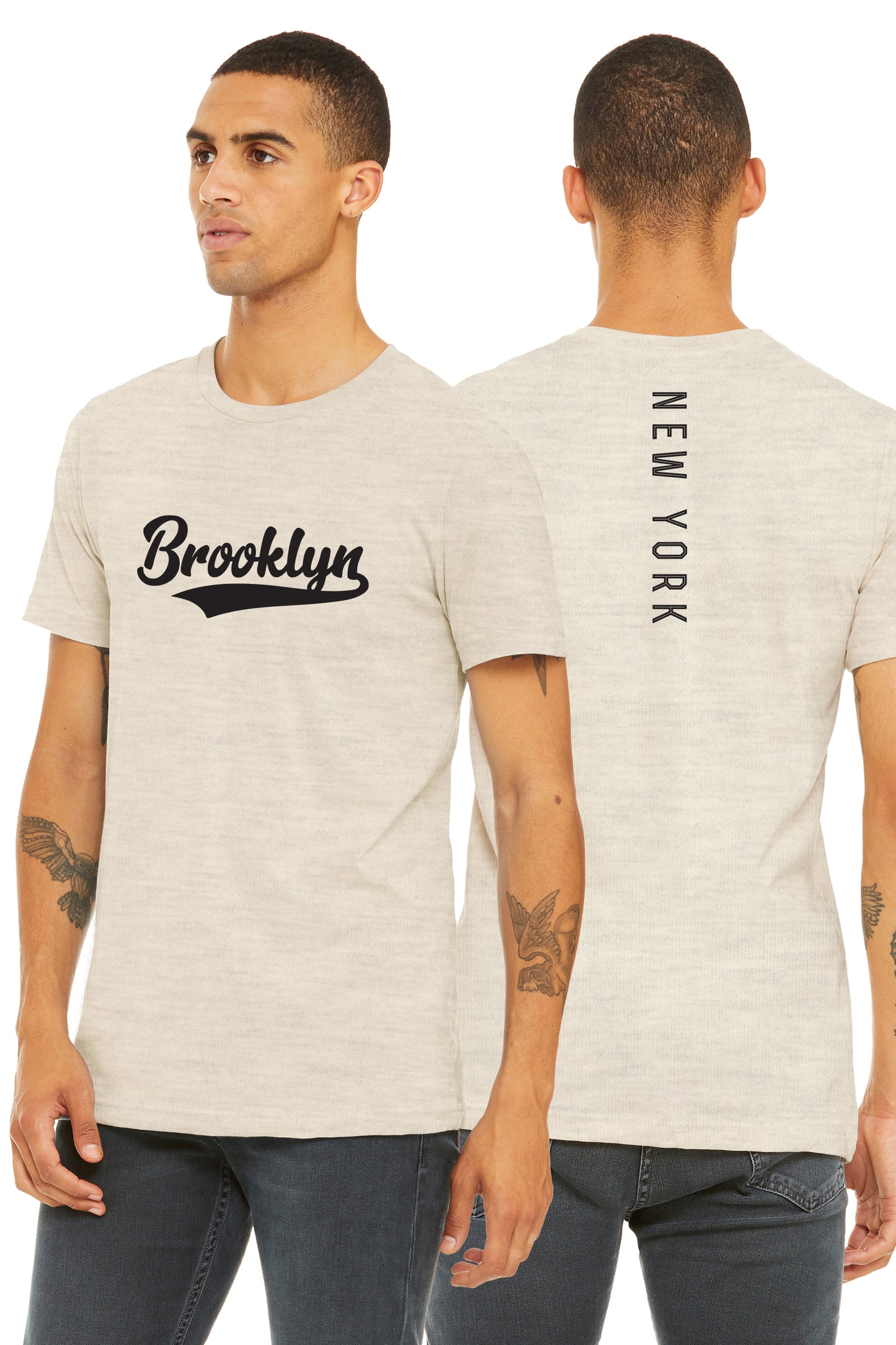 Daxton Adult Unisex Tshirt Brooklyn Script with New York Vertical on the Back