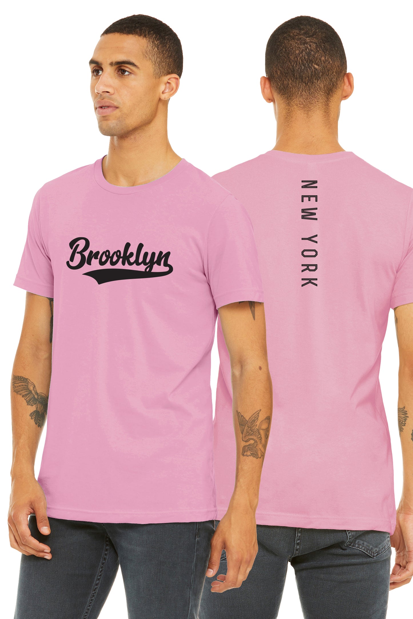 Daxton Adult Unisex Tshirt Brooklyn Script with New York Vertical on the Back