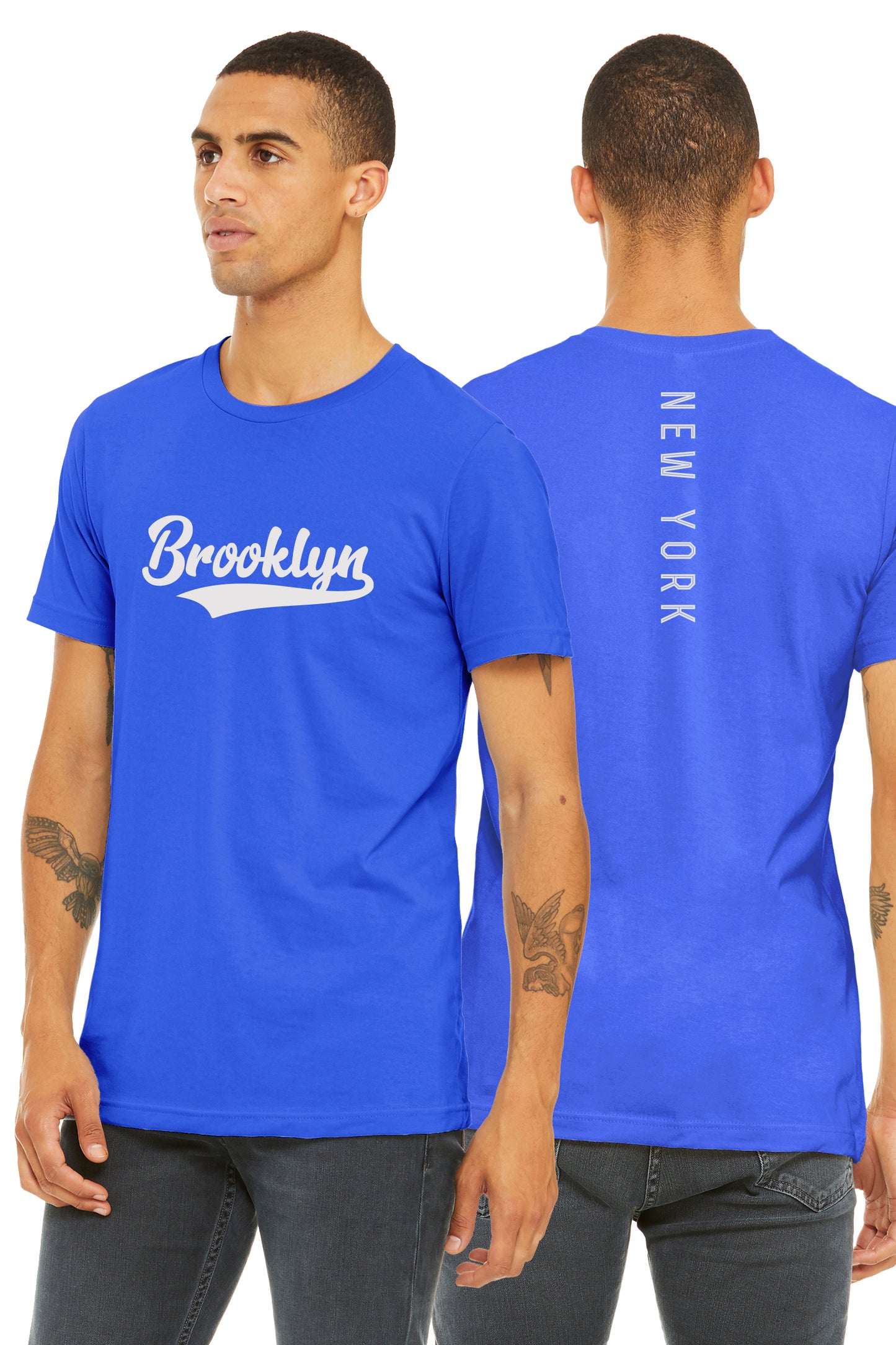 Daxton Adult Unisex Tshirt Brooklyn Script with New York Vertical on the Back