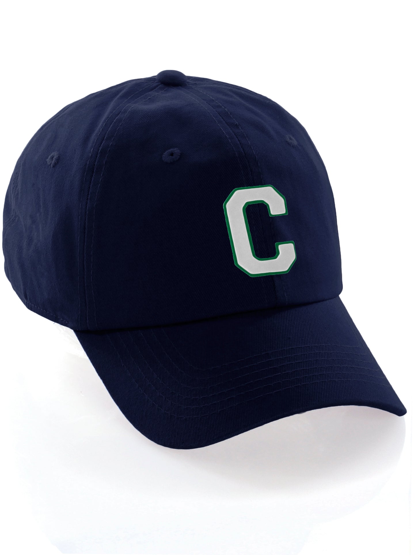 I&W Hatgear Customized Letter Initial Baseball Hat A to Z Team Colors, Navy Csp Green White