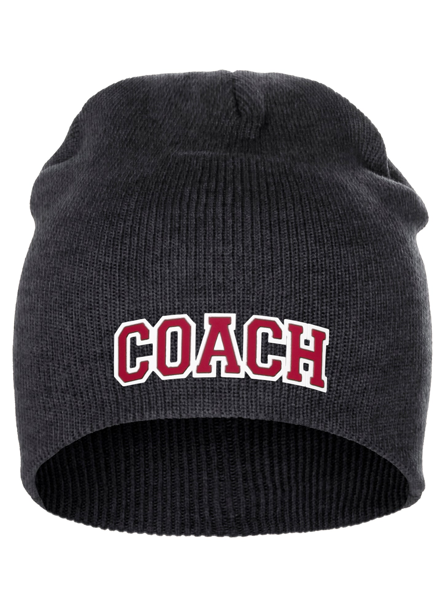 Coach Arch Letters Winter Knit Cuffless Beanie 3D Raised Layers