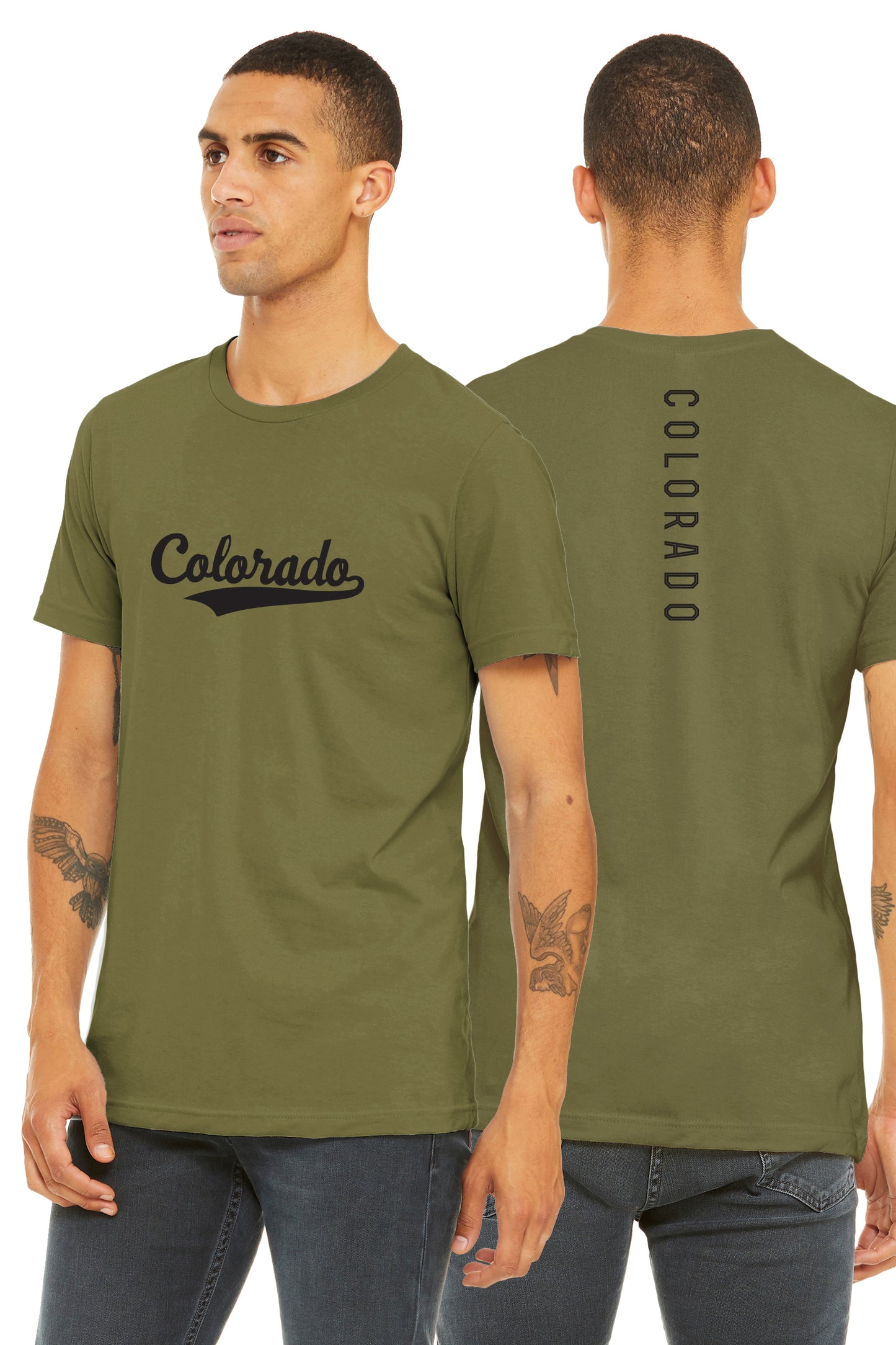 Daxton Adult Unisex Tshirt Colorado Script with Vertical on the Back