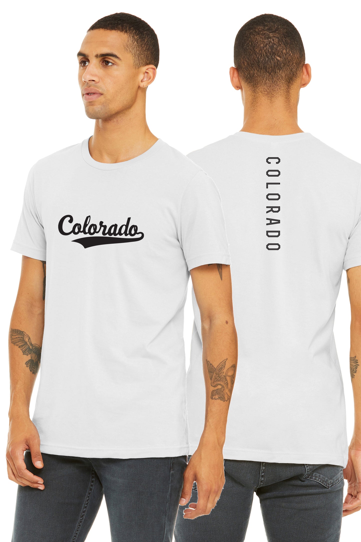 Daxton Adult Unisex Tshirt Colorado Script with Vertical on the Back