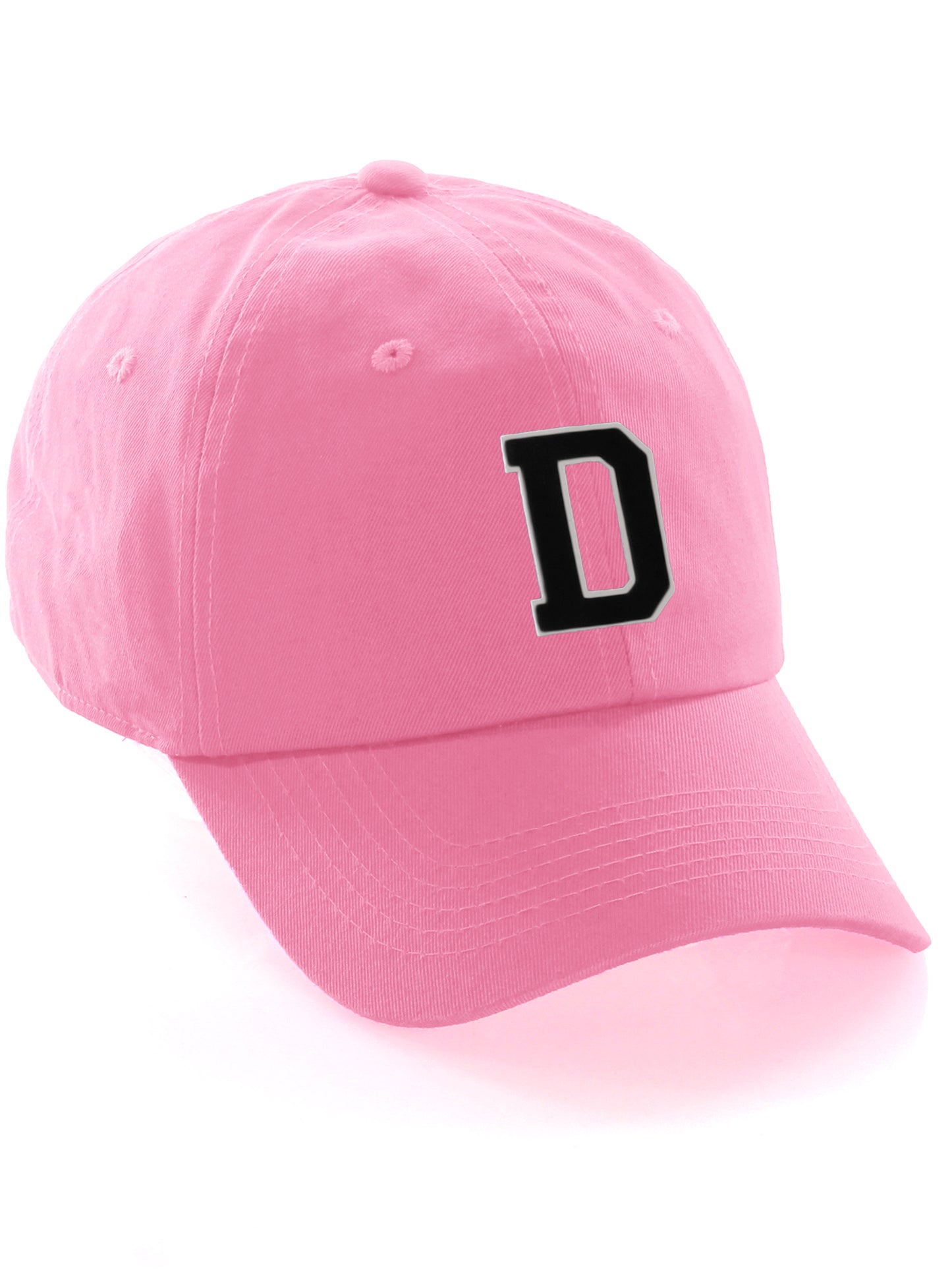 I&W Hatgear Customized Letter Initial Baseball Hat A to Z Team Colors, Pink Cap White Black