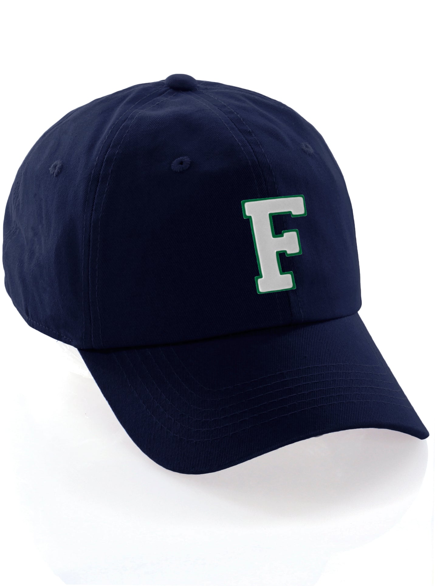 I&W Hatgear Customized Letter Initial Baseball Hat A to Z Team Colors, Navy Csp Green White