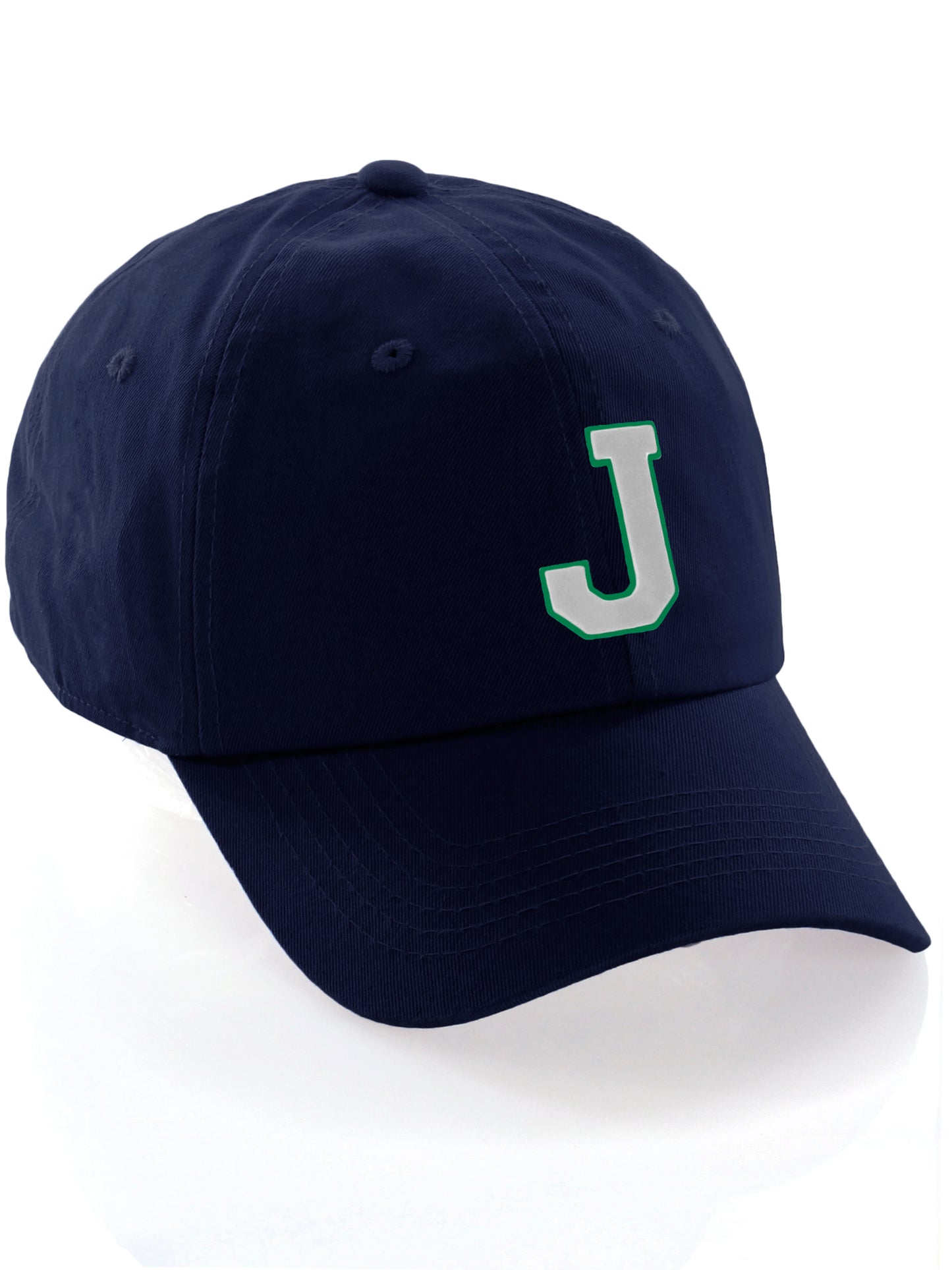 I&W Hatgear Customized Letter Initial Baseball Hat A to Z Team Colors, Navy Csp Green White