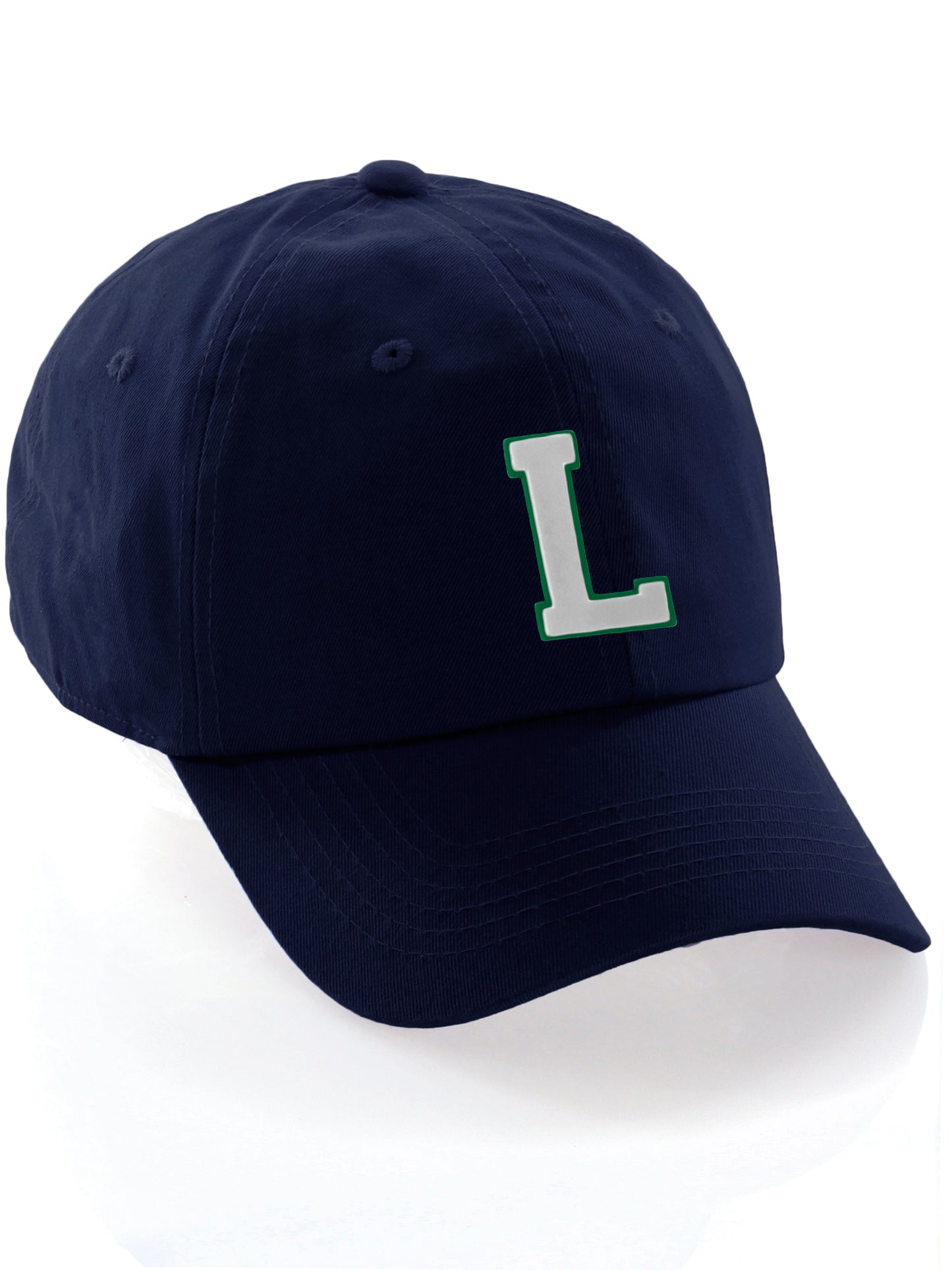 I&W Hatgear Customized Letter Initial Baseball Hat A to Z Team Colors, Navy Csp Green White