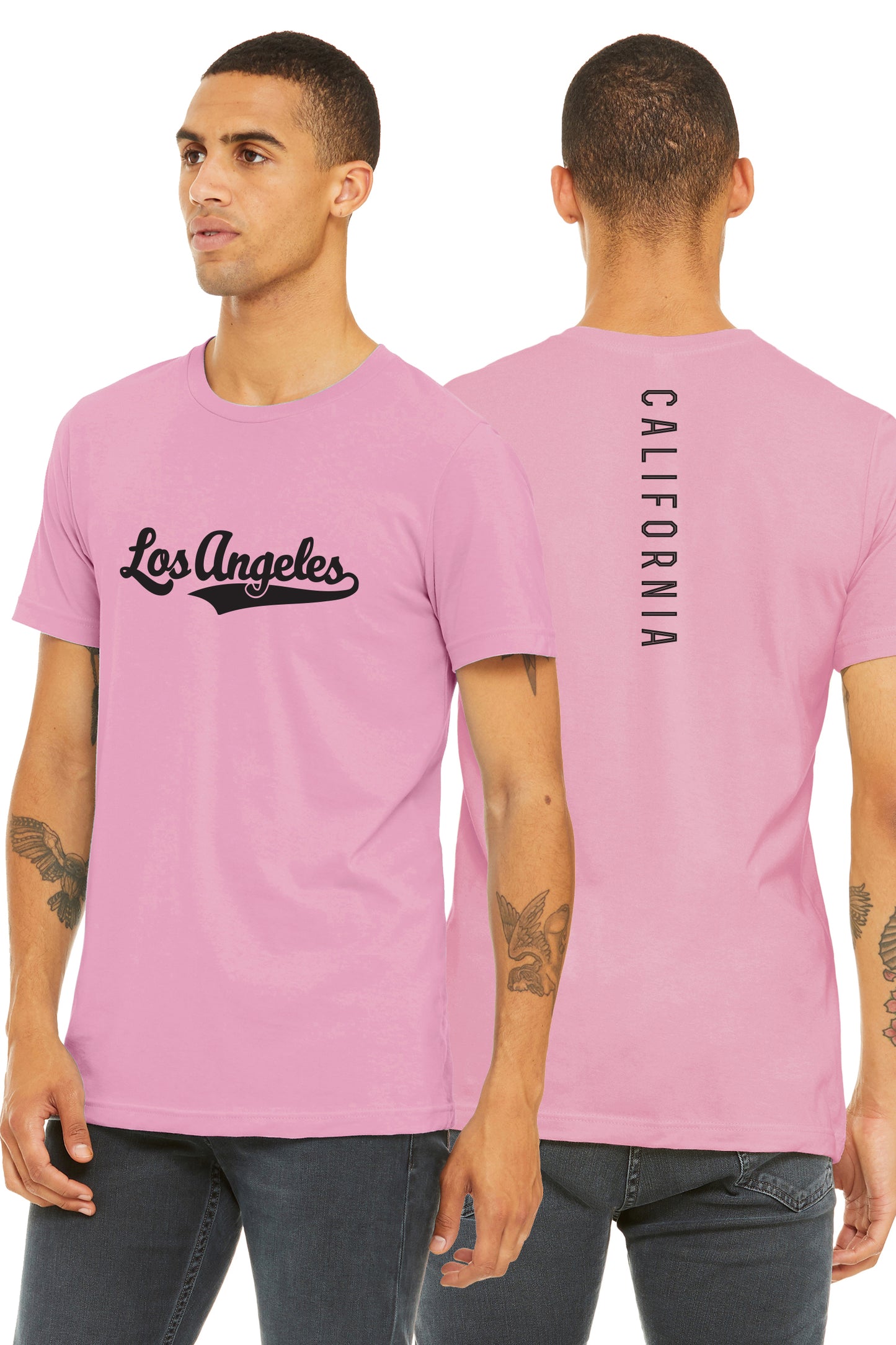 Daxton Adult Unisex Tshirt Los Angeles Script with California Vertical on the Back
