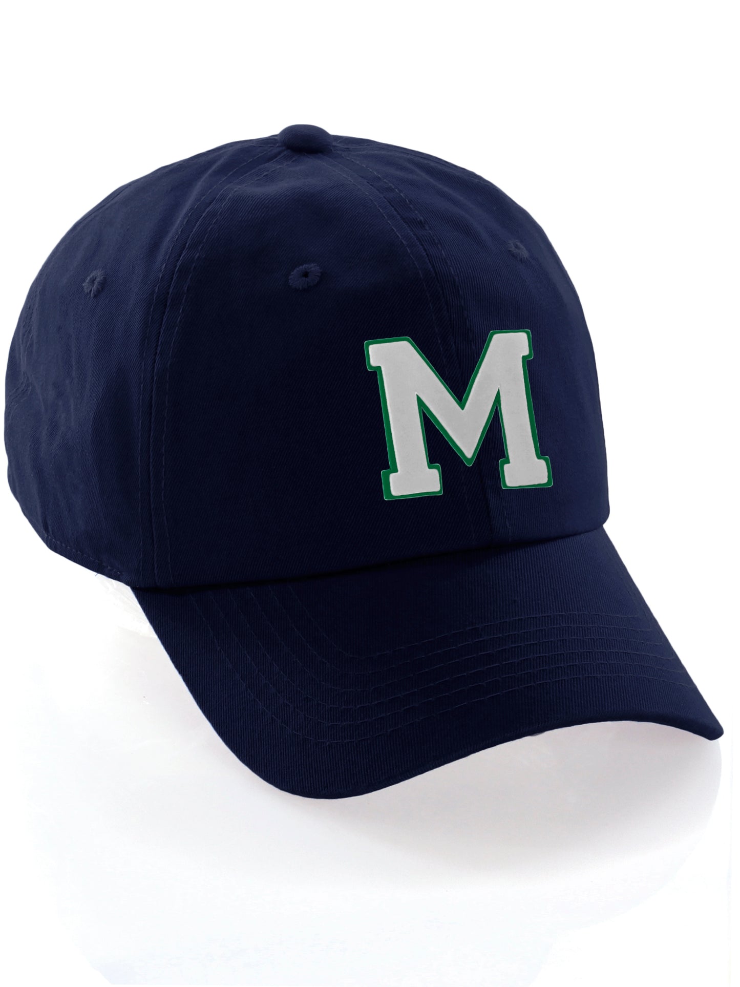 I&W Hatgear Customized Letter Initial Baseball Hat A to Z Team Colors, Navy Csp Green White