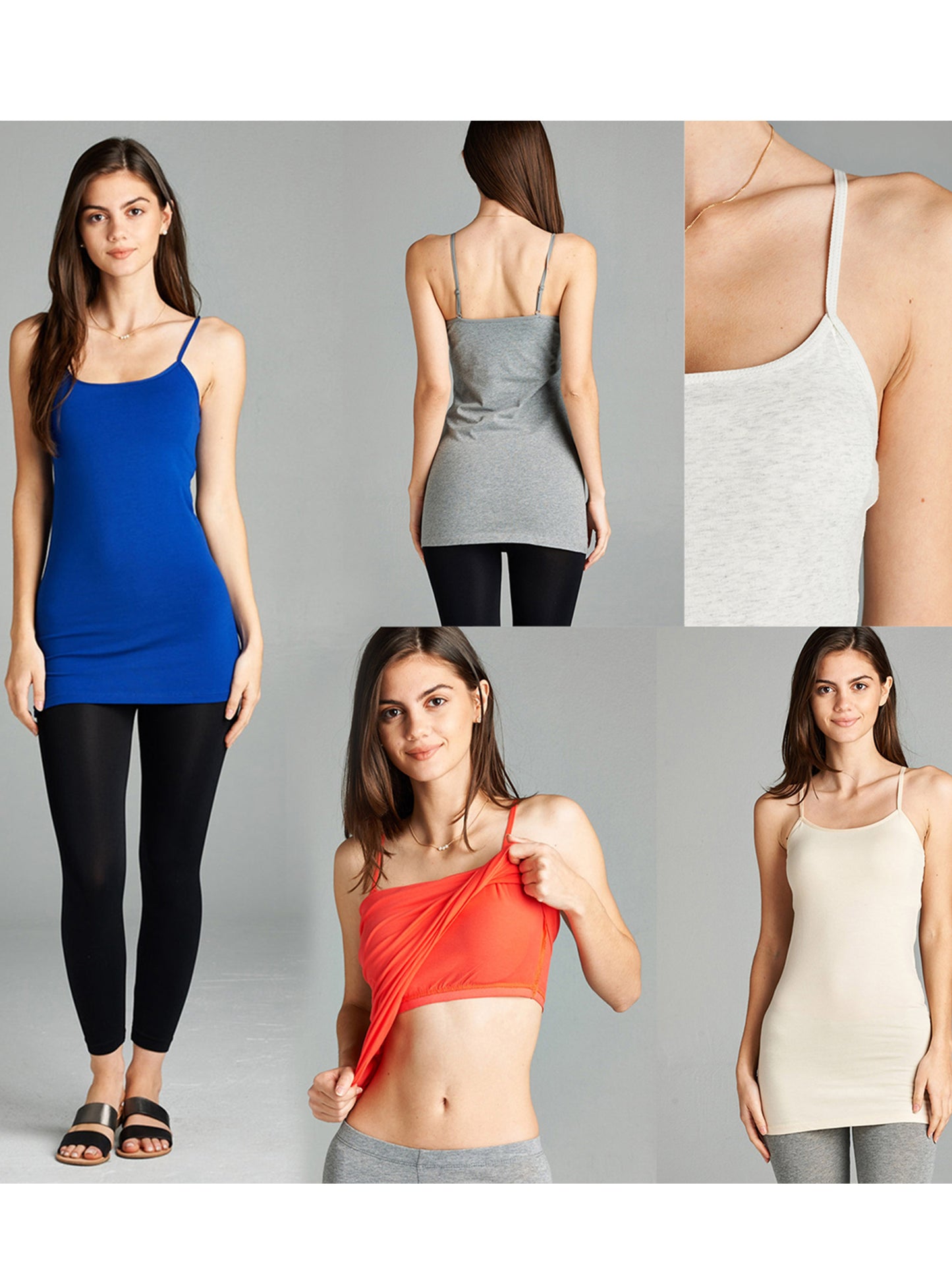 Emmalise Women Camisole Built in Bra Wireless Fabric Support Long Layering Cami