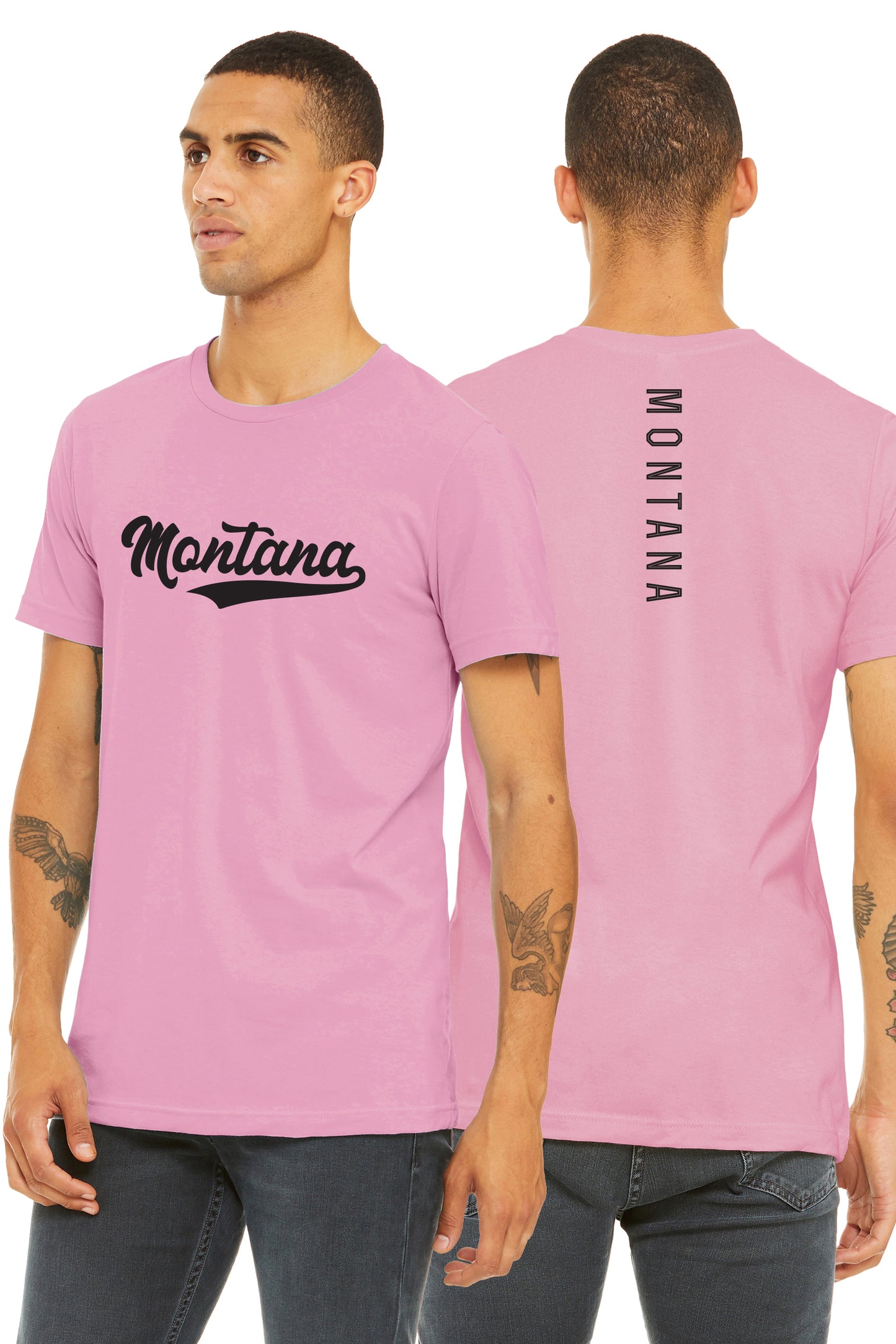 Daxton Adult Unisex Tshirt Montana Scrip with Vertical on the Back