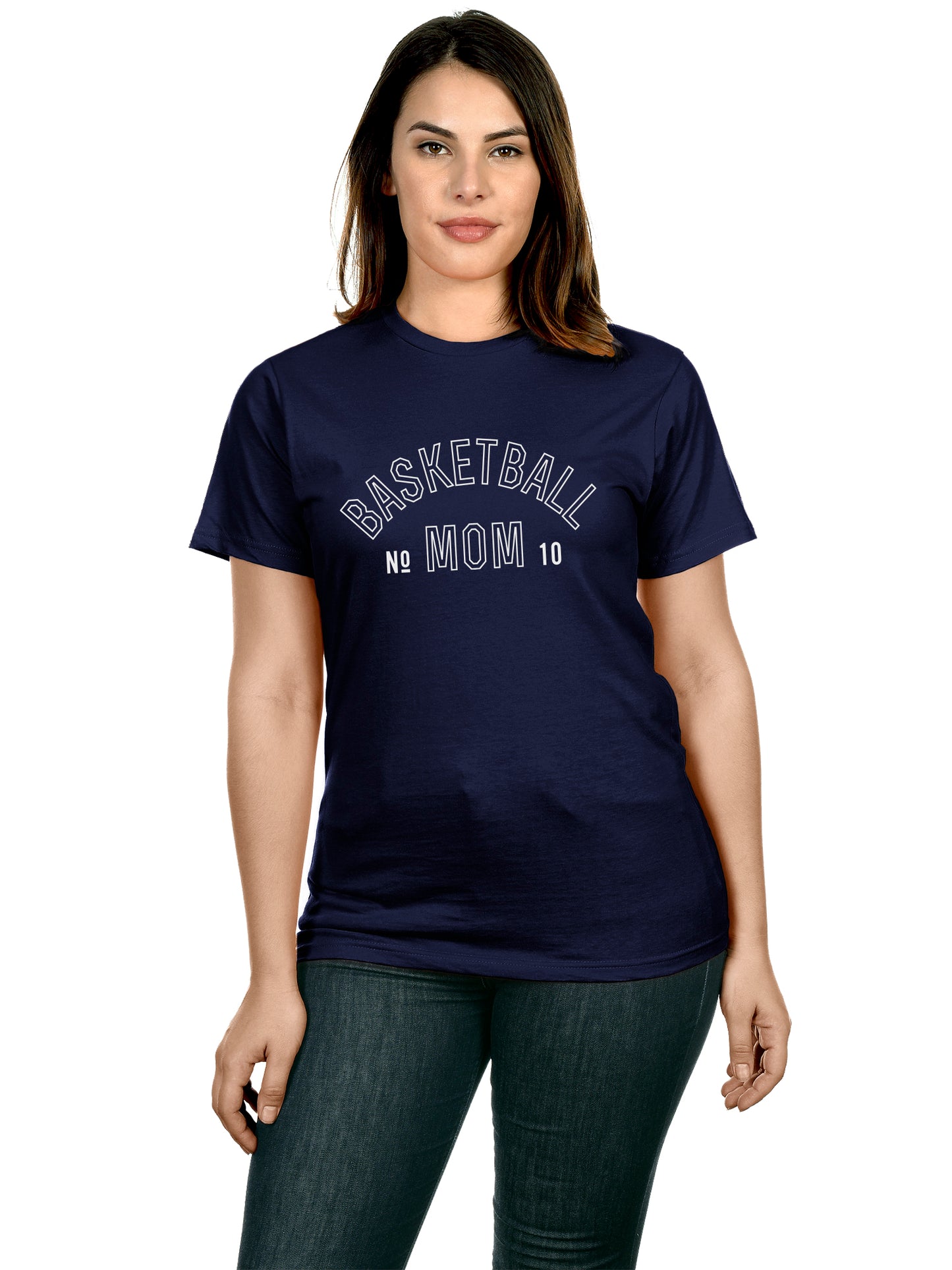 Emmalise Women's Basketball Mom Custom Number Round Neck Short Sleeve and Pullover Hoodie Fleece Sweatshirt