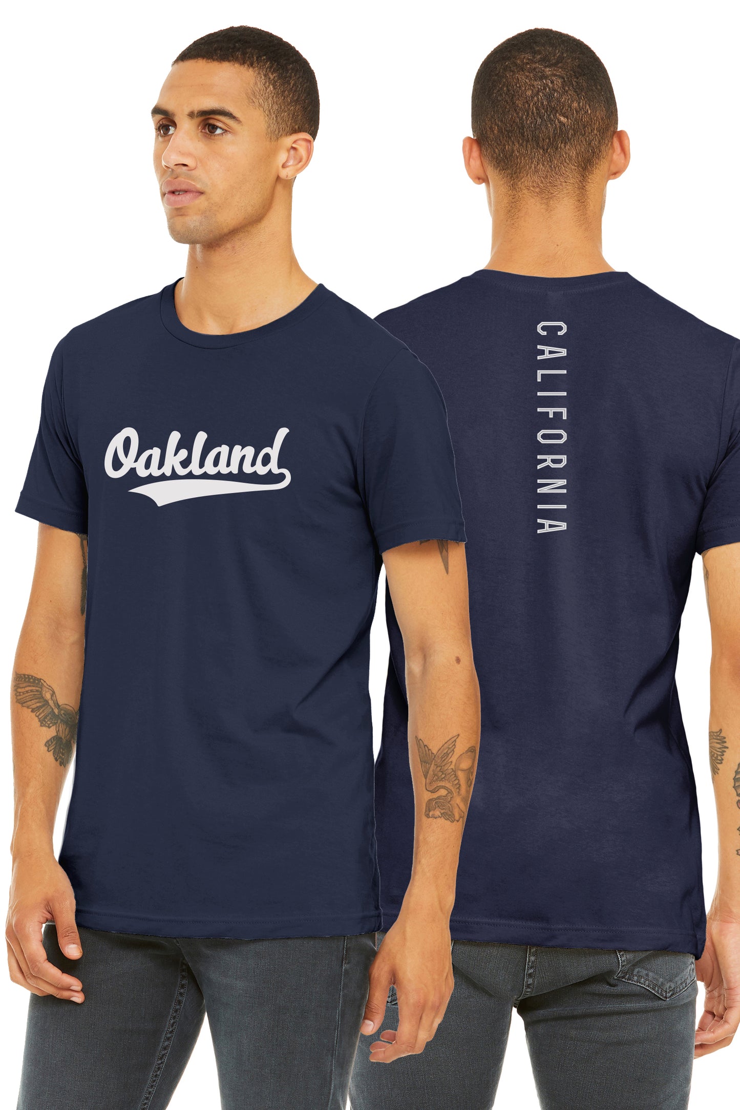 Daxton Adult Unisex Tshirt Oakland Script with California Vertical on the Back