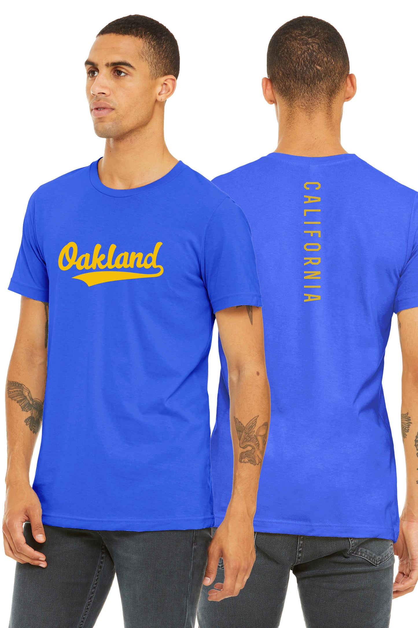 Daxton Adult Unisex Tshirt Oakland Script with California Vertical on the Back