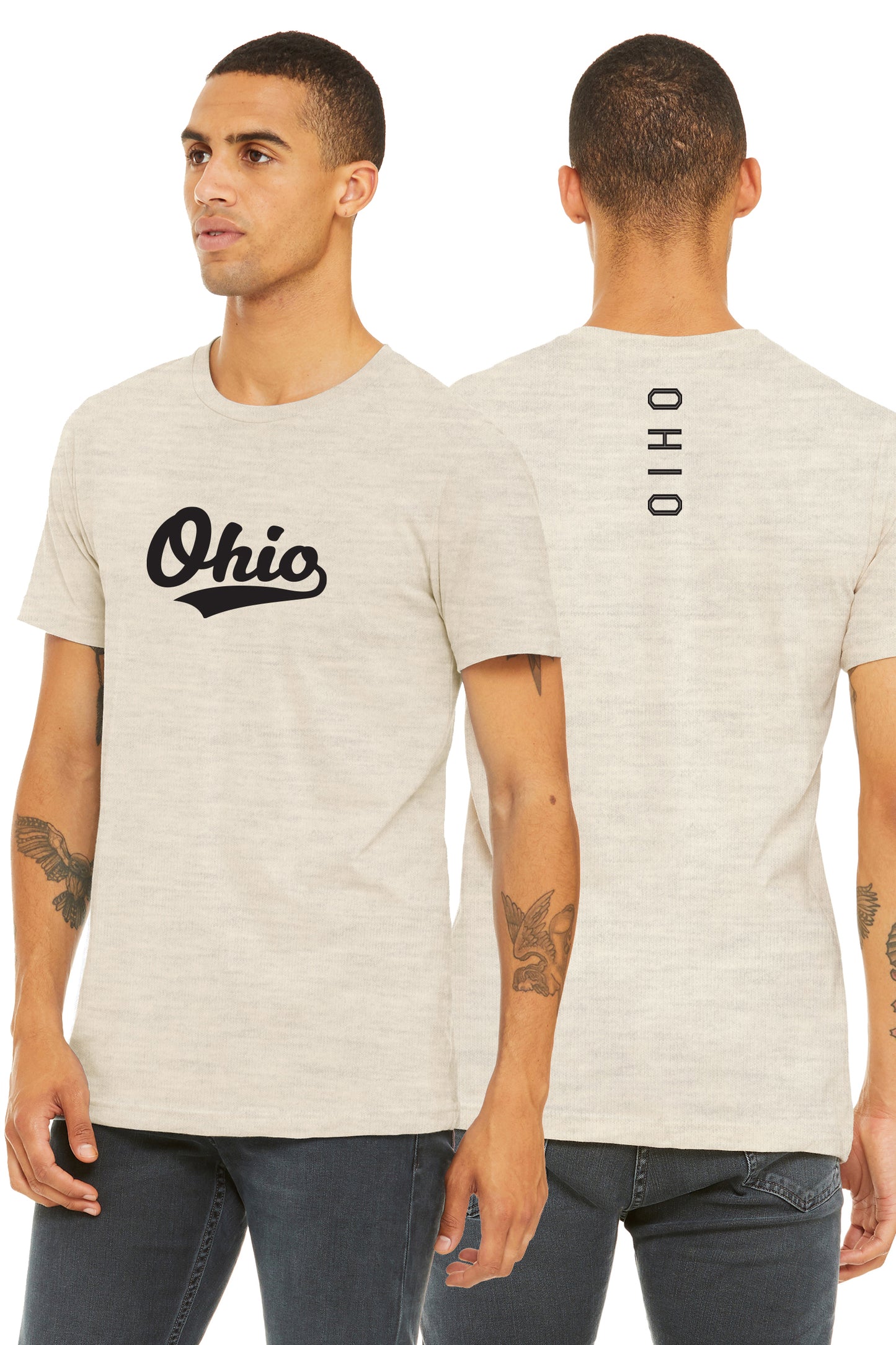 Daxton Adult Unisex Tshirt Ohio Script with Vertical on the Back