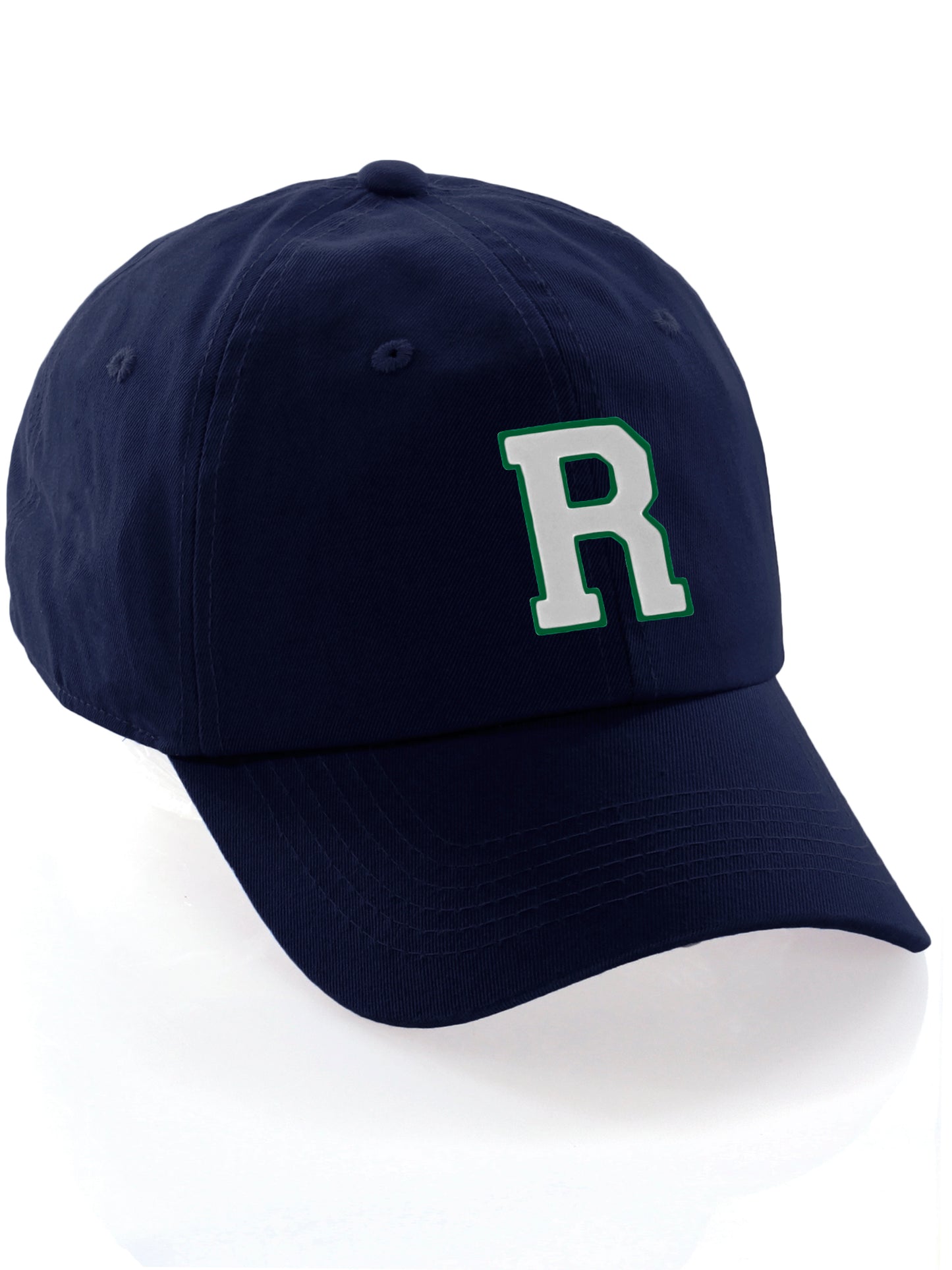 I&W Hatgear Customized Letter Initial Baseball Hat A to Z Team Colors, Navy Csp Green White