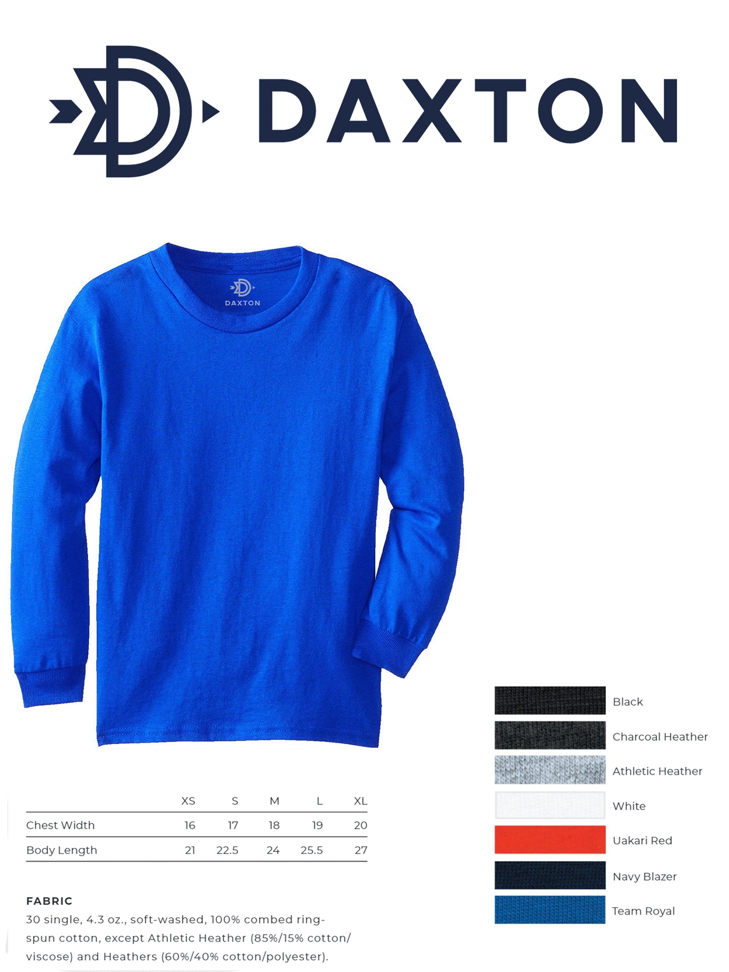 Daxton Youth Long Sleeve Seattle Basic Tshirt