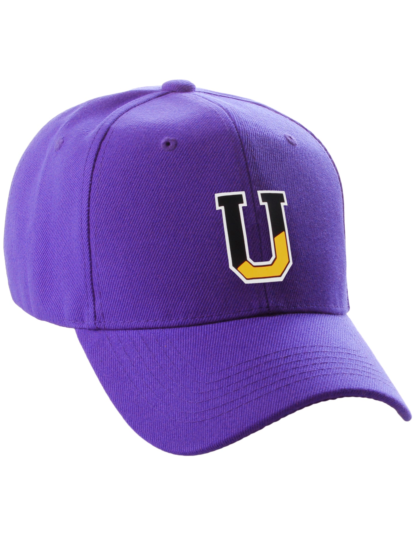 Daxton Two Tone Initial Numbers Letters Structured Baseball Purple Hat