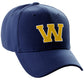 Classic Baseball Hat Custom A to Z Initial Team Letter, Navy Cap White Gold