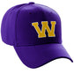 Classic Baseball hat Custom A to Z Initial Team Letter, Purple Cap White Gold