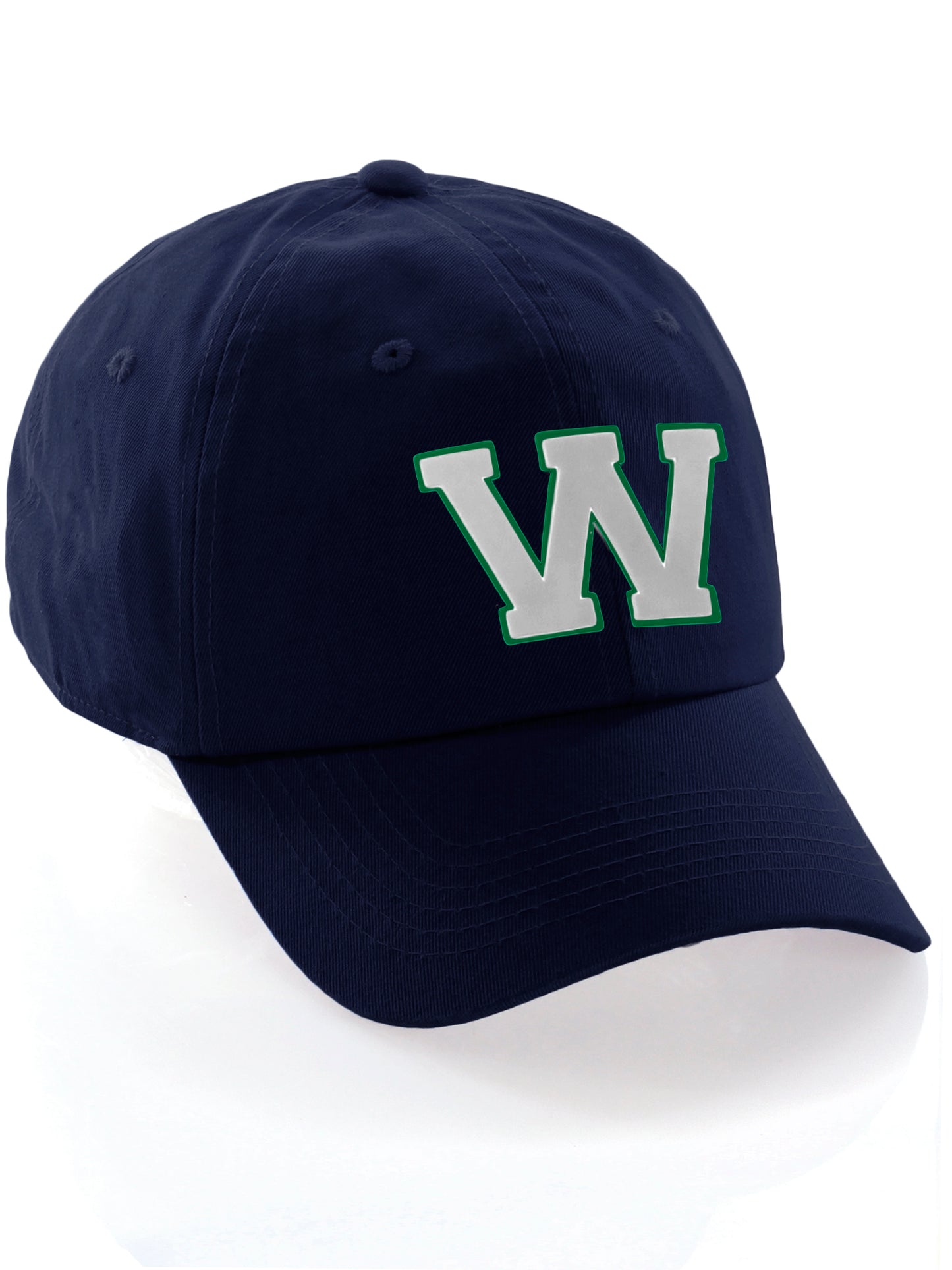 I&W Hatgear Customized Letter Initial Baseball Hat A to Z Team Colors, Navy Csp Green White