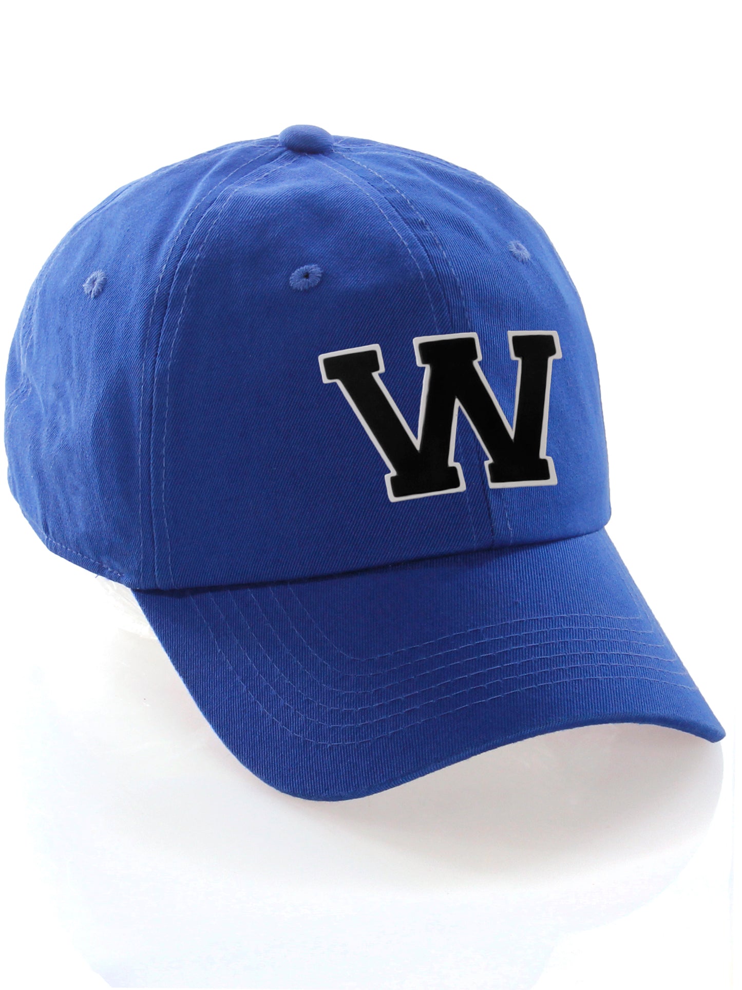 I&W Hatgear Customized Letter Initial Baseball Hat A to Z Team Colors, Blue Cap White Black