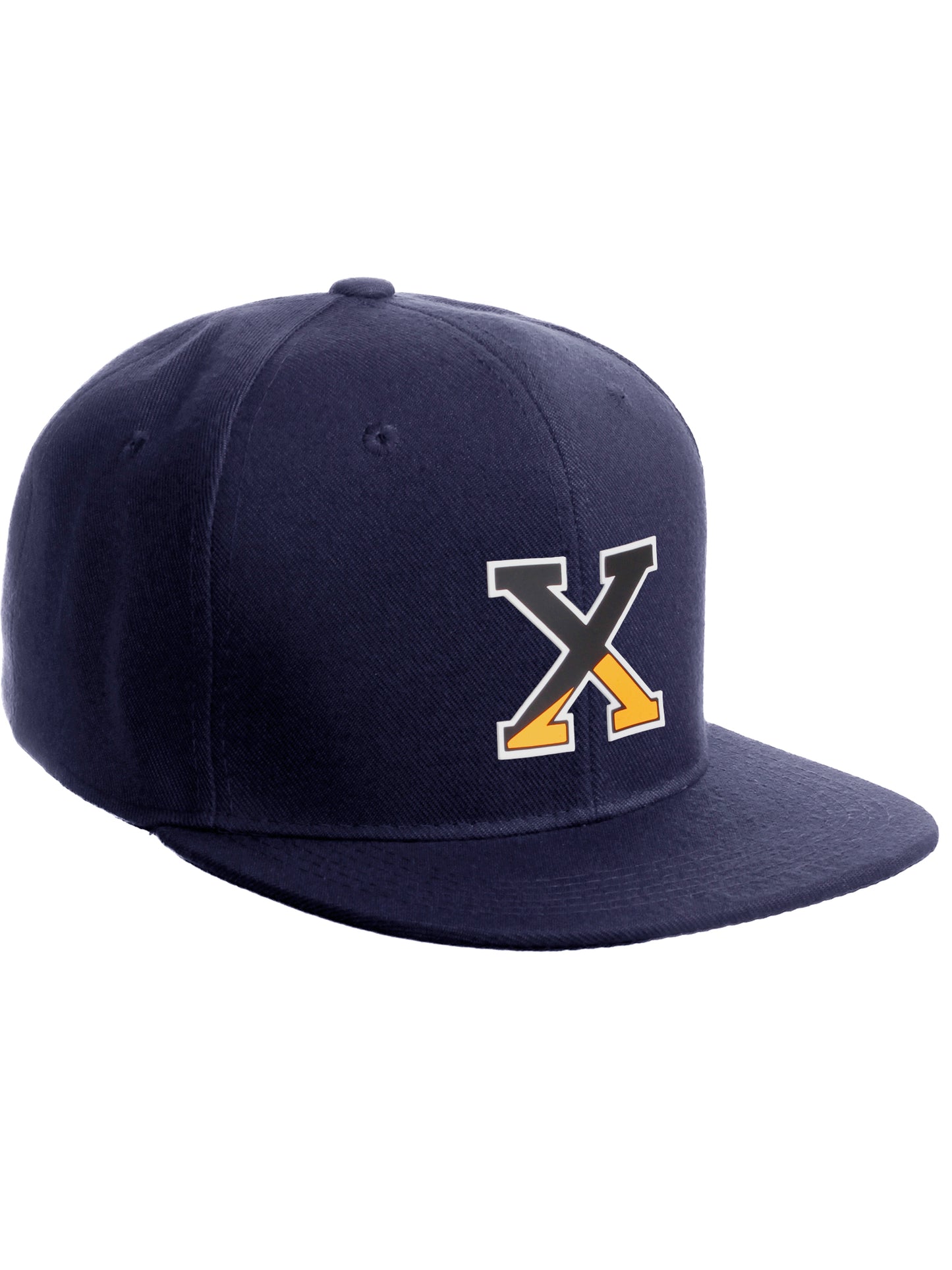 Daxton Classic Snapback Initial Numbers Letters Flat Bill Visor Navy Cap