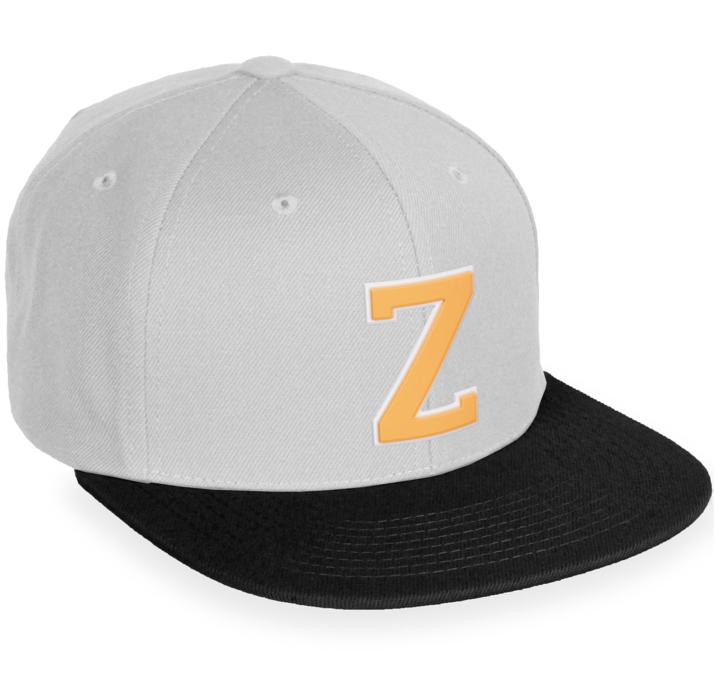 Daxton Classic Snapback White Neon Orange A to Z Letters Flat Bill Visor Cap