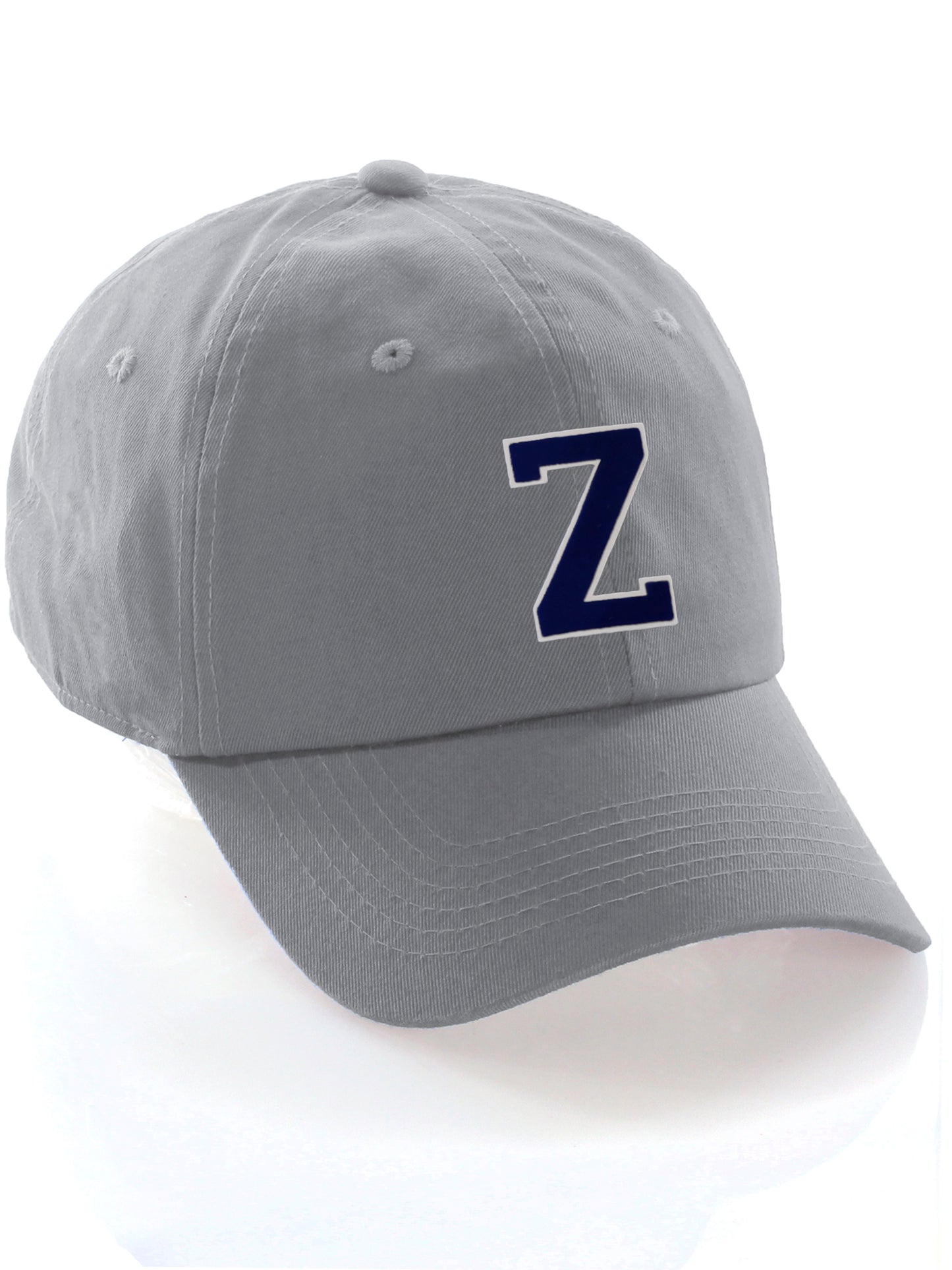 Custom Hat A to Z Initial Letters Classic Baseball Cap, Light Grey White Navy