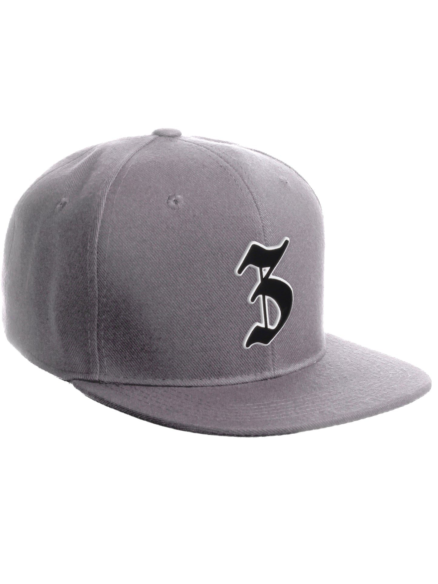 Daxton Classic Snapback Old English Alphabet A to Z Numbers Initials Flat Bill Visor Cap