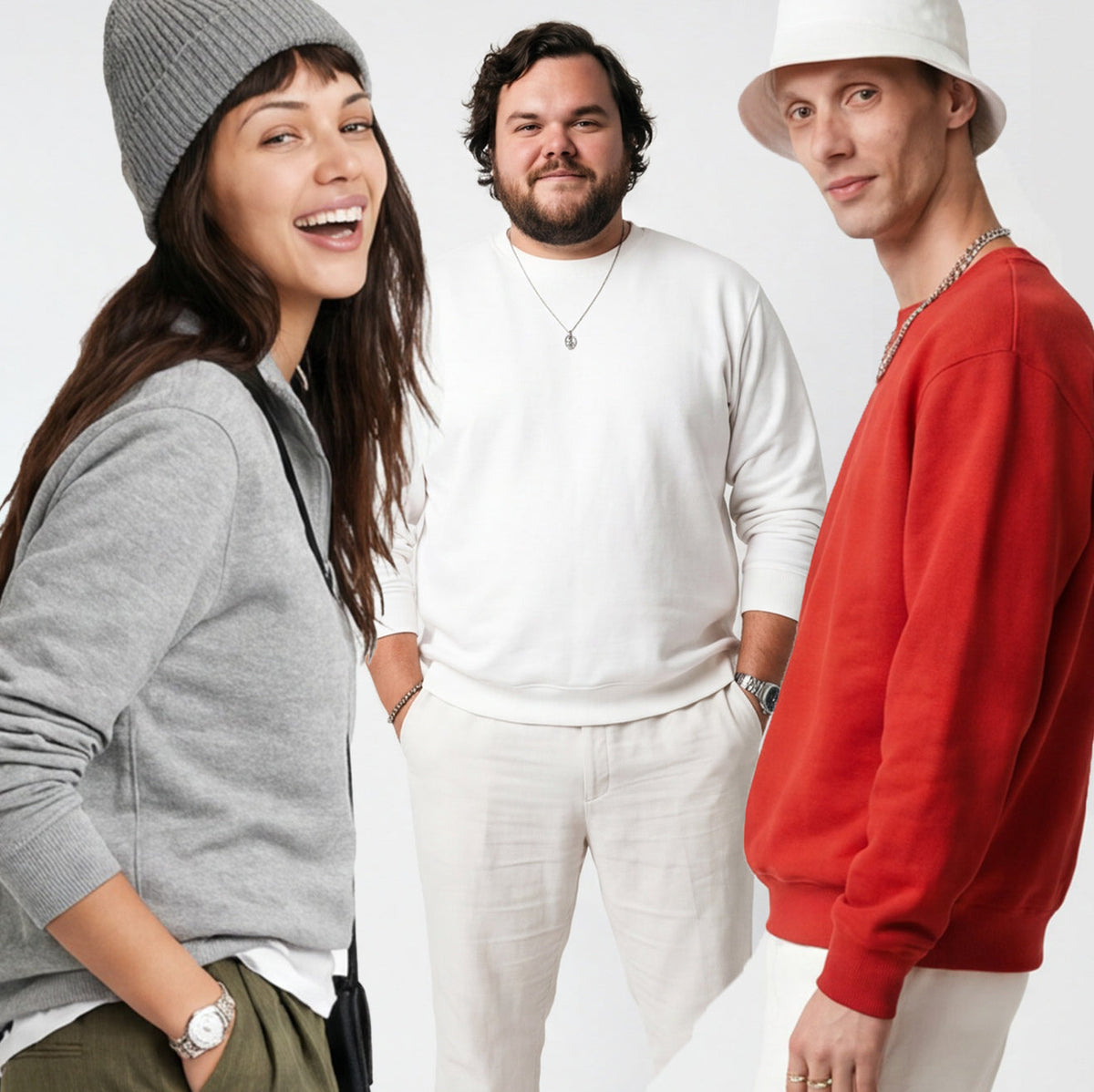 women and men wearing sweatshirts