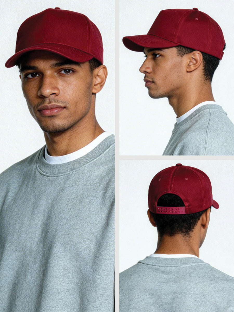 5-Panel Structured Snapback - High-Profile 100% Cotton Twill